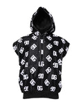 Dolce & Gabbana Black DG Cotton Hooded Sleeveless Sweater by Dolce & Gabbana