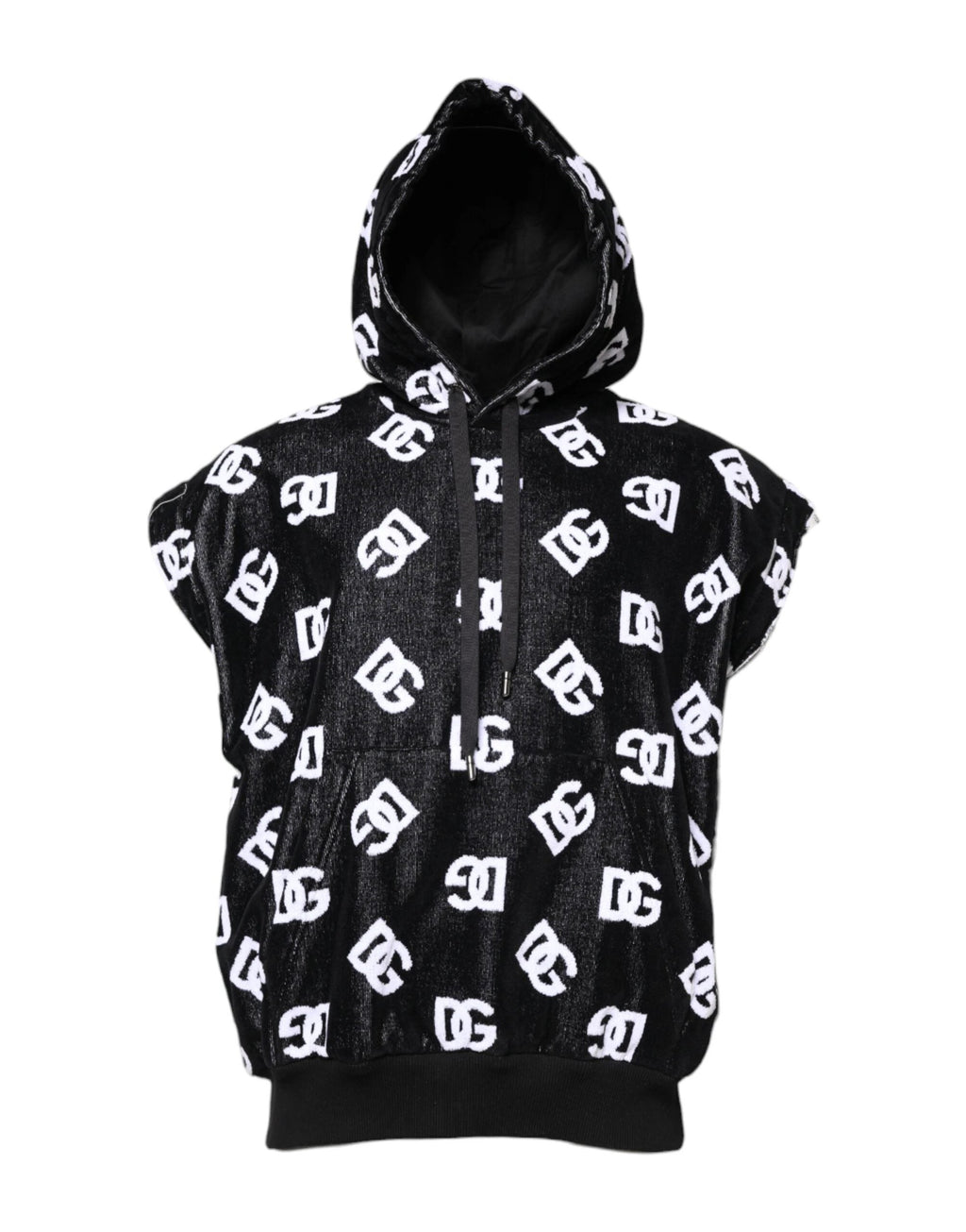 Dolce & Gabbana Black DG Cotton Hooded Sleeveless Sweater by Dolce & Gabbana
