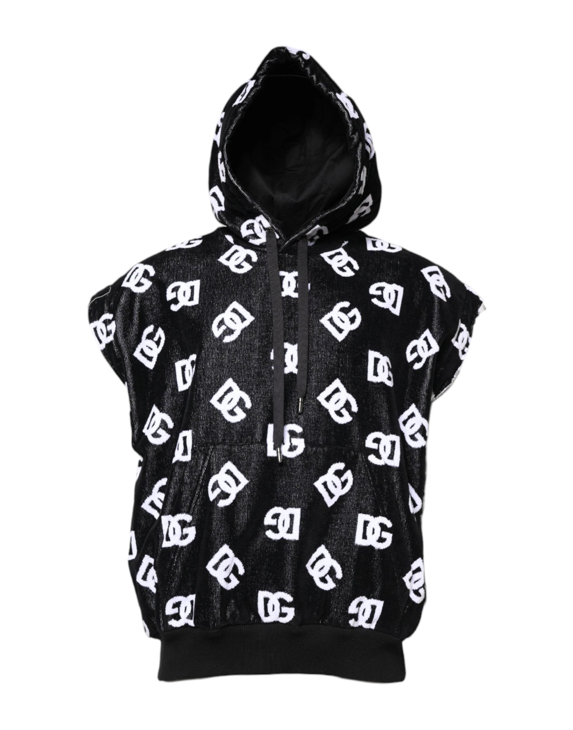 Dolce & Gabbana Black DG Cotton Hooded Sleeveless Sweater by Dolce & Gabbana