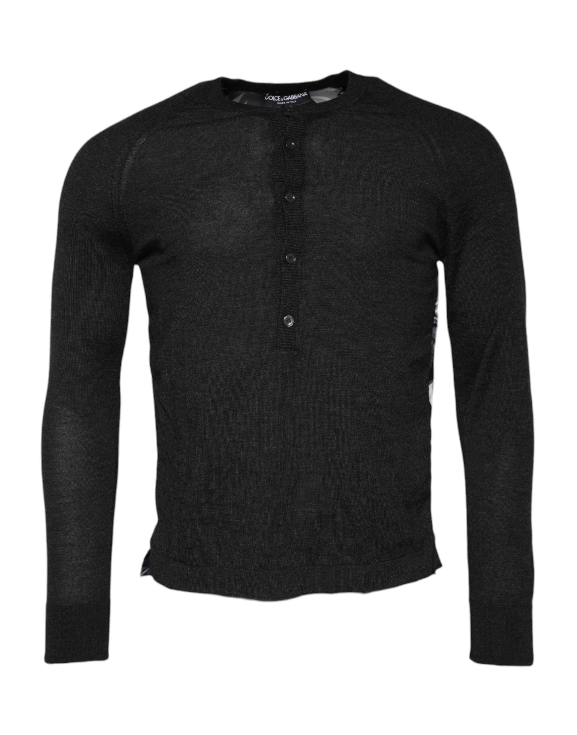 Dolce & Gabbana Black Printed Knitted Men Pullover Sweater by Dolce & Gabbana