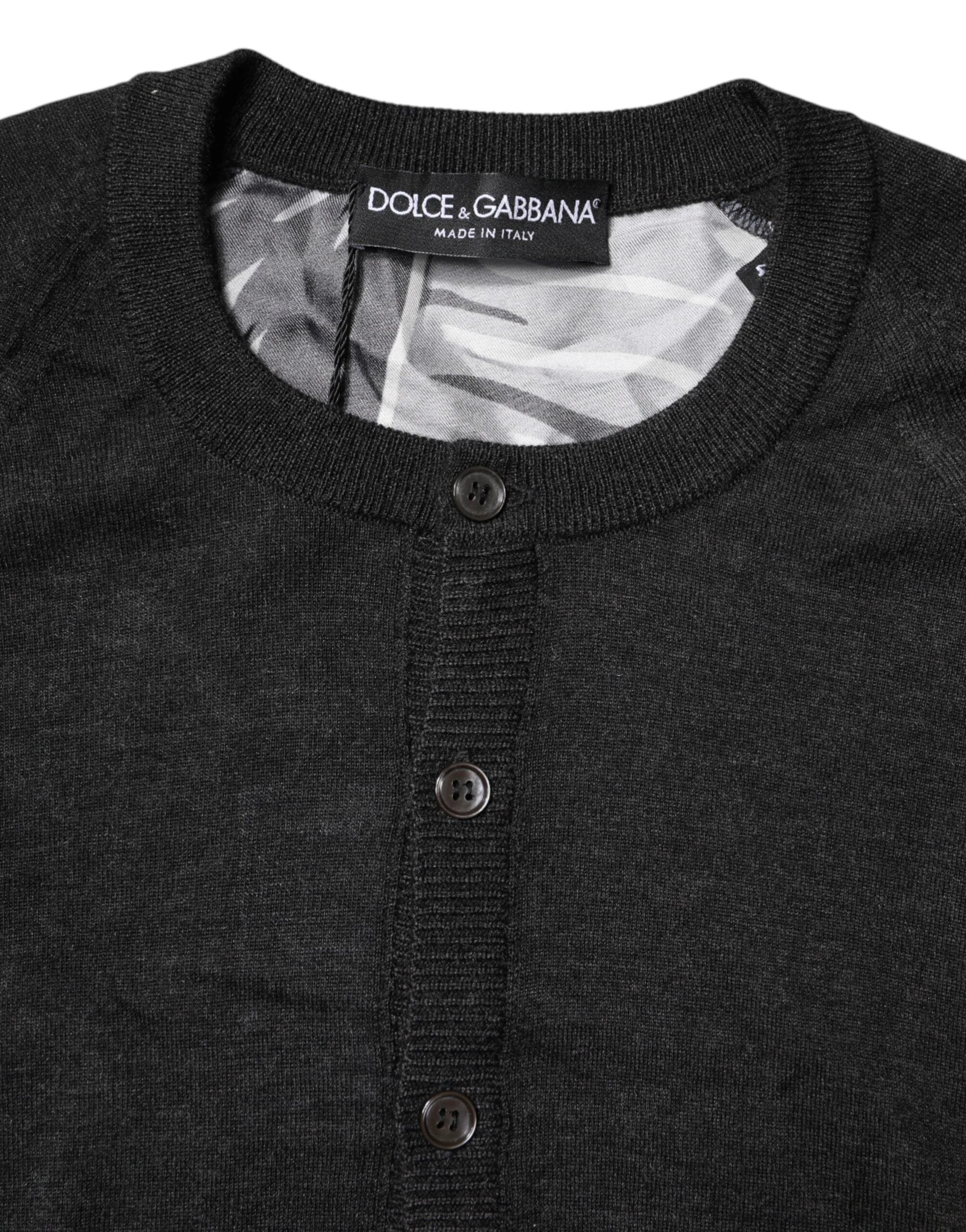 Dolce & Gabbana Black Printed Knitted Men Pullover Sweater by Dolce & Gabbana