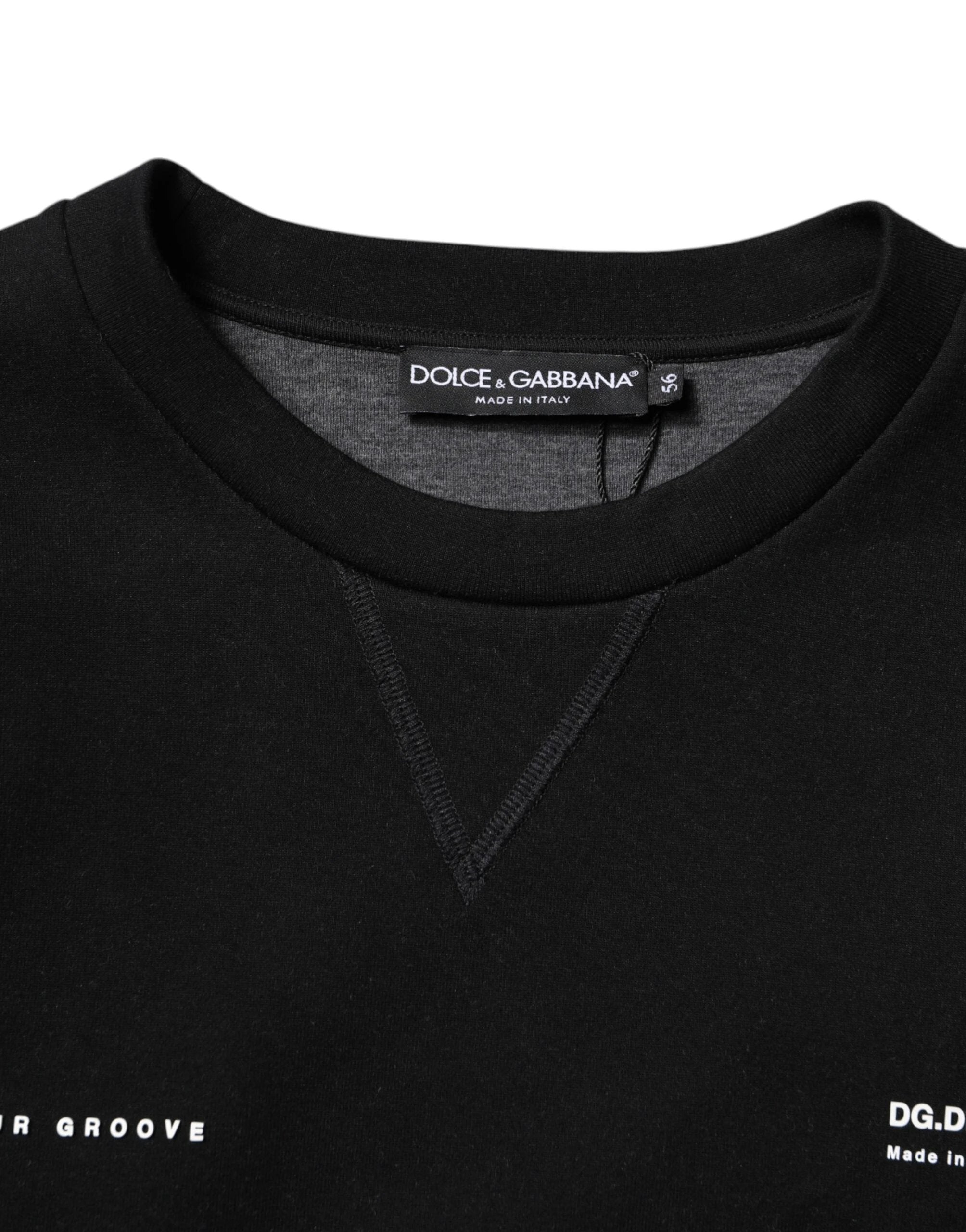Dolce & Gabbana Black Cotton Logo Knitted Pullover Sweater by Dolce & Gabbana