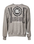 Dolce & Gabbana Gray Logo Print Crew Neck Pullover Sweater by Dolce & Gabbana