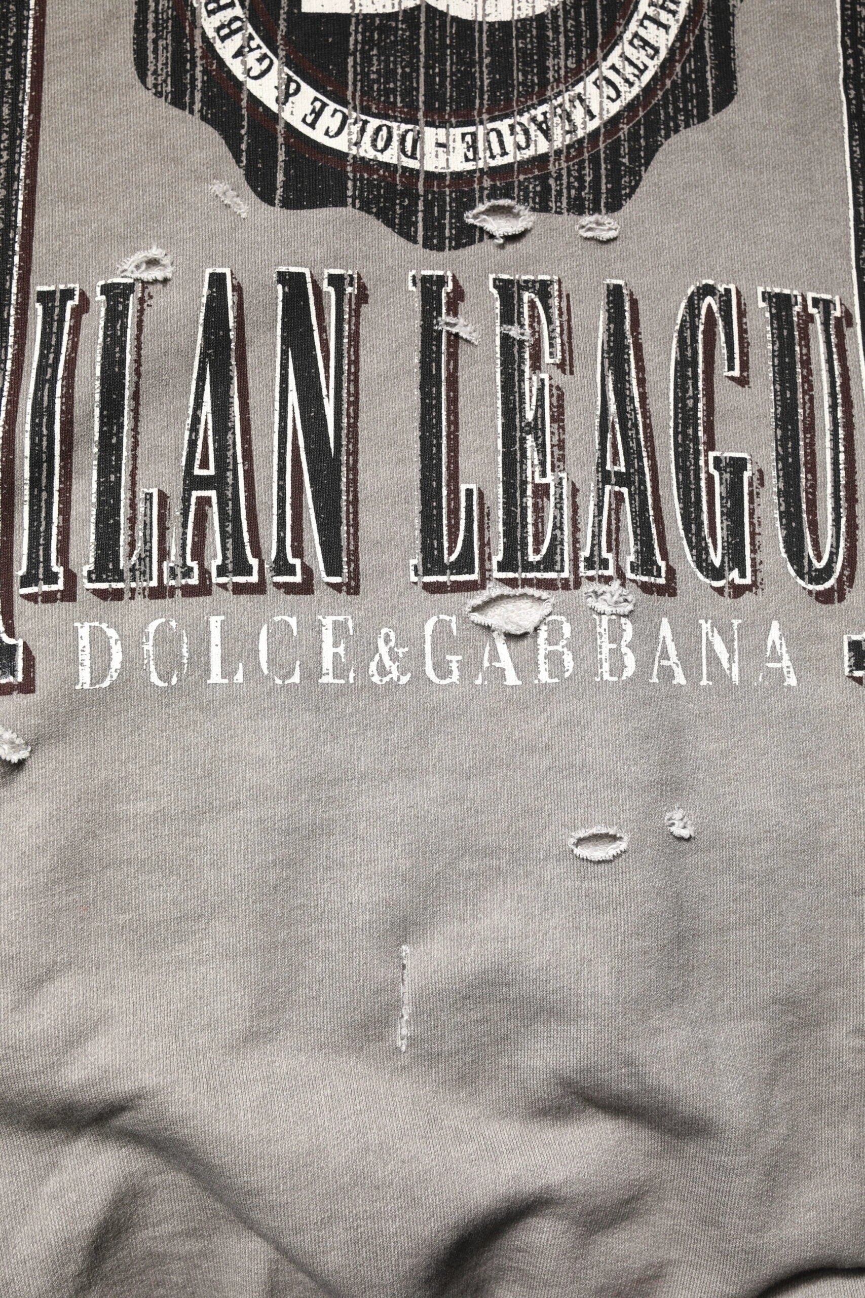 Dolce & Gabbana Gray Logo Print Crew Neck Pullover Sweater by Dolce & Gabbana