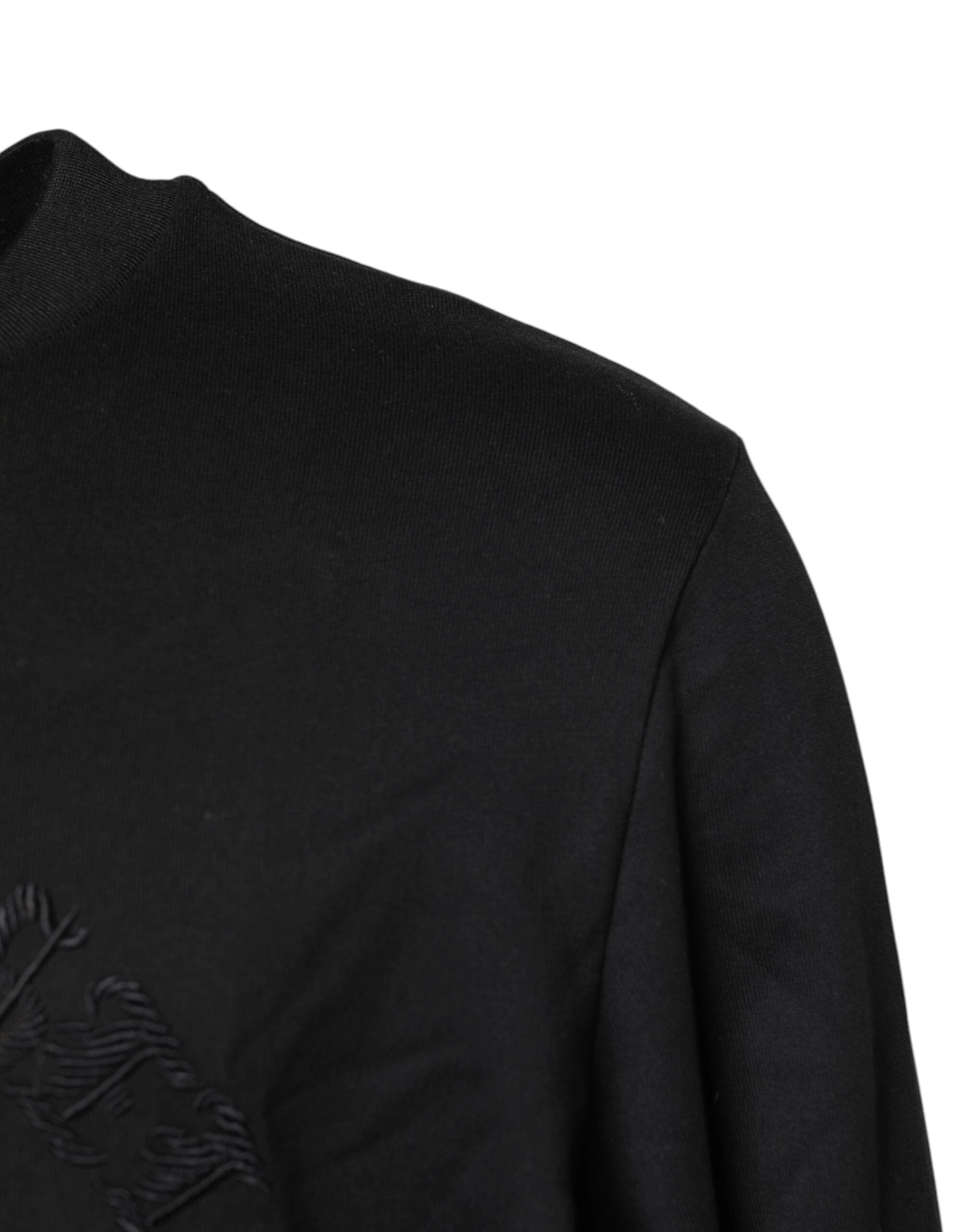 Dolce & Gabbana Black Embroidered Crew Neck Pullover Sweater by Dolce & Gabbana
