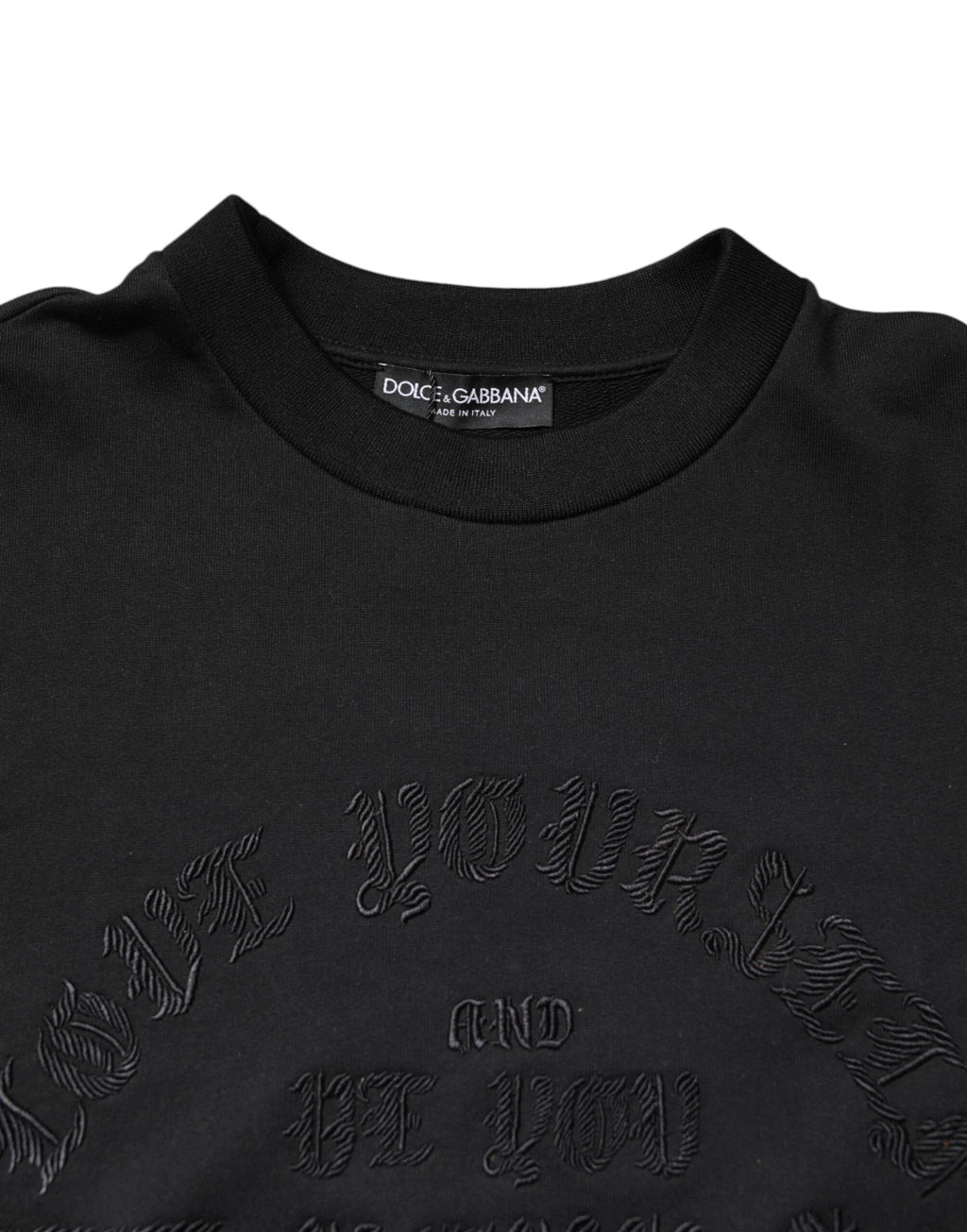 Dolce & Gabbana Black Embroidered Crew Neck Pullover Sweater by Dolce & Gabbana
