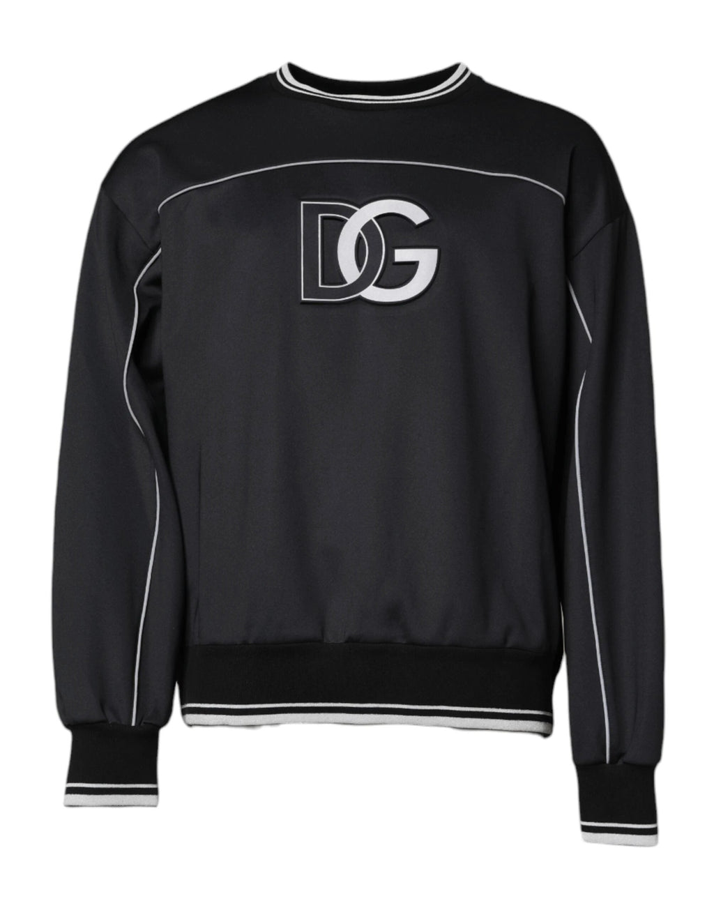Dolce & Gabbana Black Logo Polyester Crew Neck Men Pullover Sweater by Dolce & Gabbana