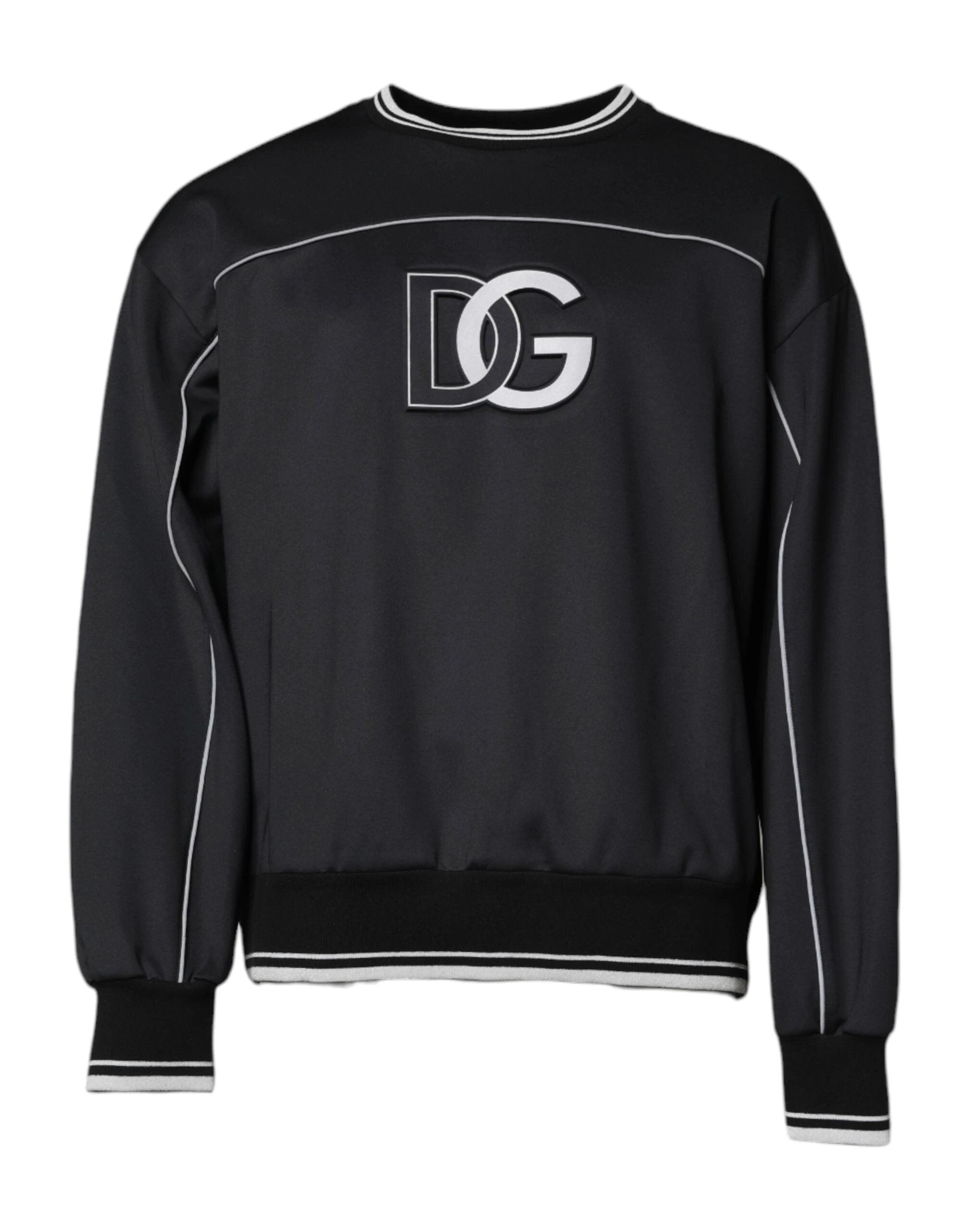 Dolce & Gabbana Black Logo Polyester Crew Neck Men Pullover Sweater by Dolce & Gabbana