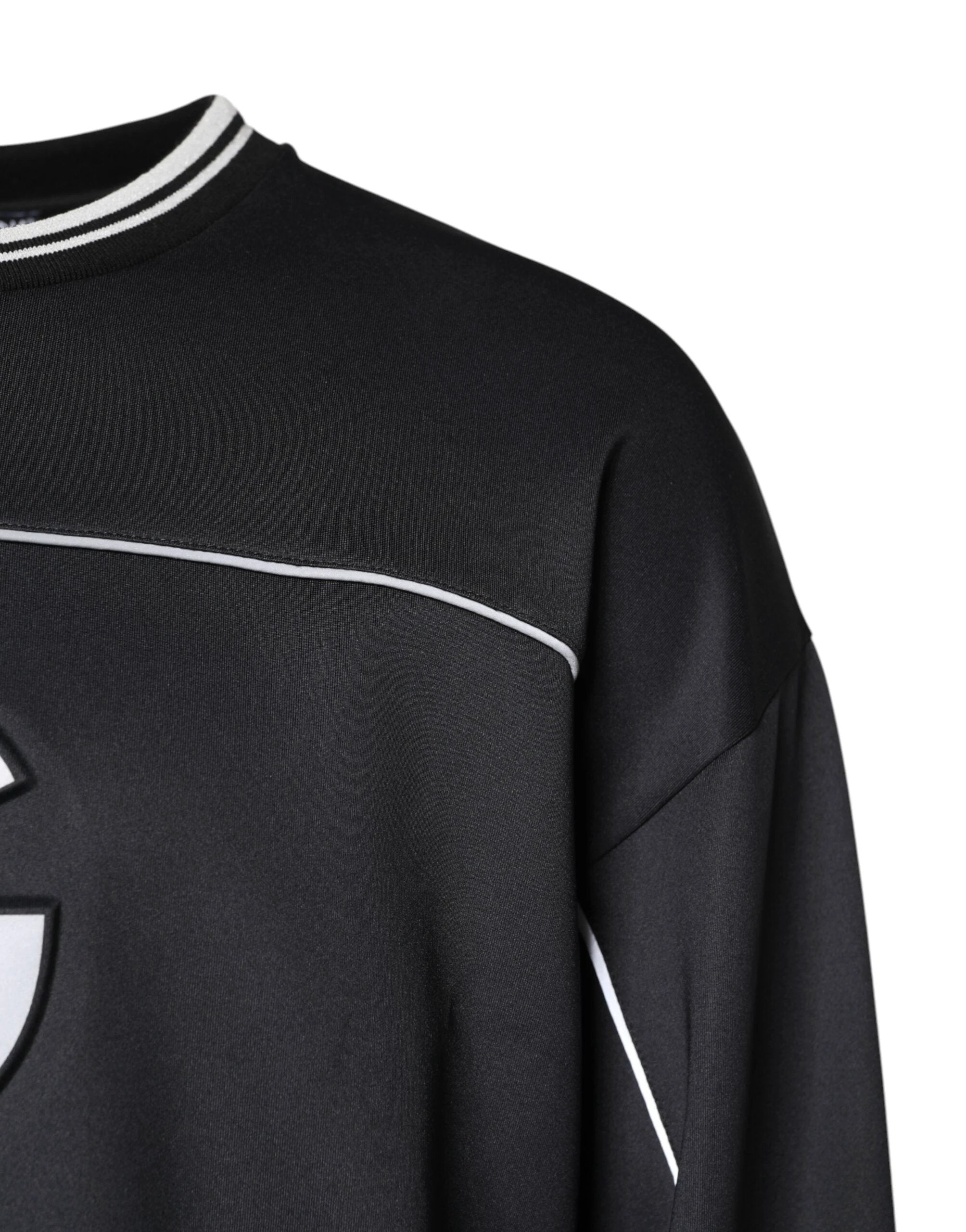Dolce & Gabbana Black Logo Polyester Crew Neck Men Pullover Sweater by Dolce & Gabbana