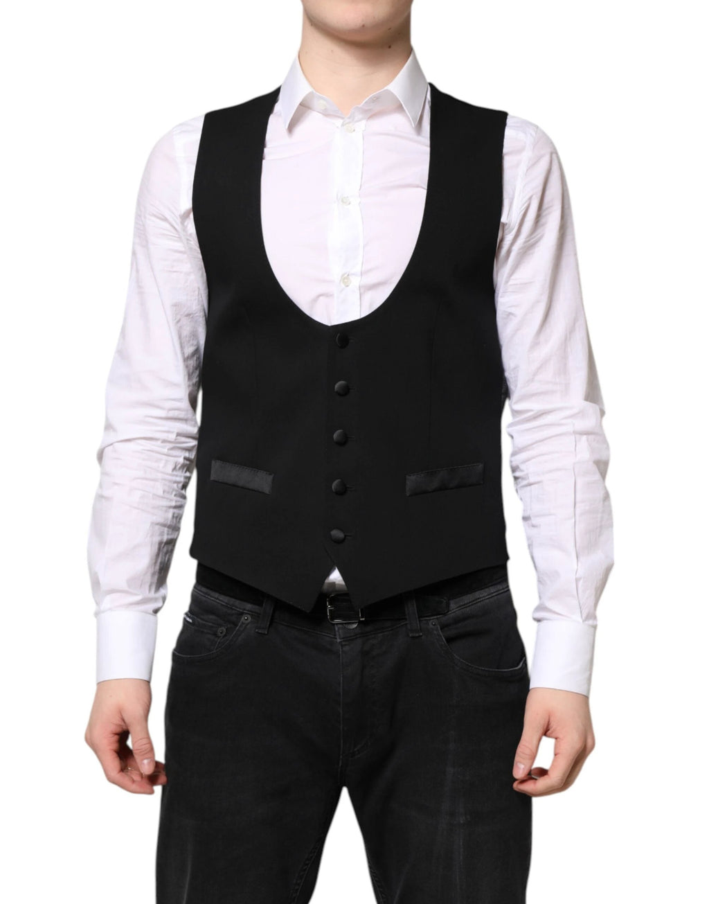 Dolce & Gabbana Black Wool Waistcoat Dress Formal Vest by Dolce & Gabbana