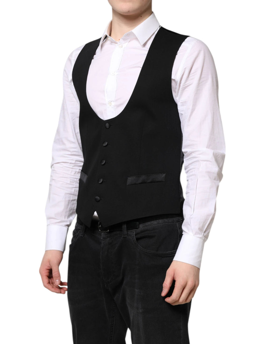 Dolce & Gabbana Black Wool Waistcoat Dress Formal Vest by Dolce & Gabbana
