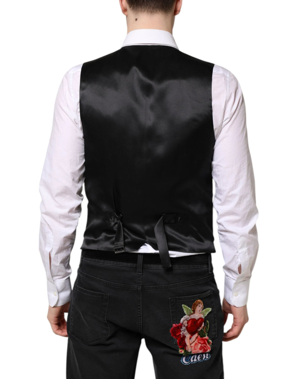 Dolce & Gabbana Black Wool Waistcoat Dress Formal Vest by Dolce & Gabbana