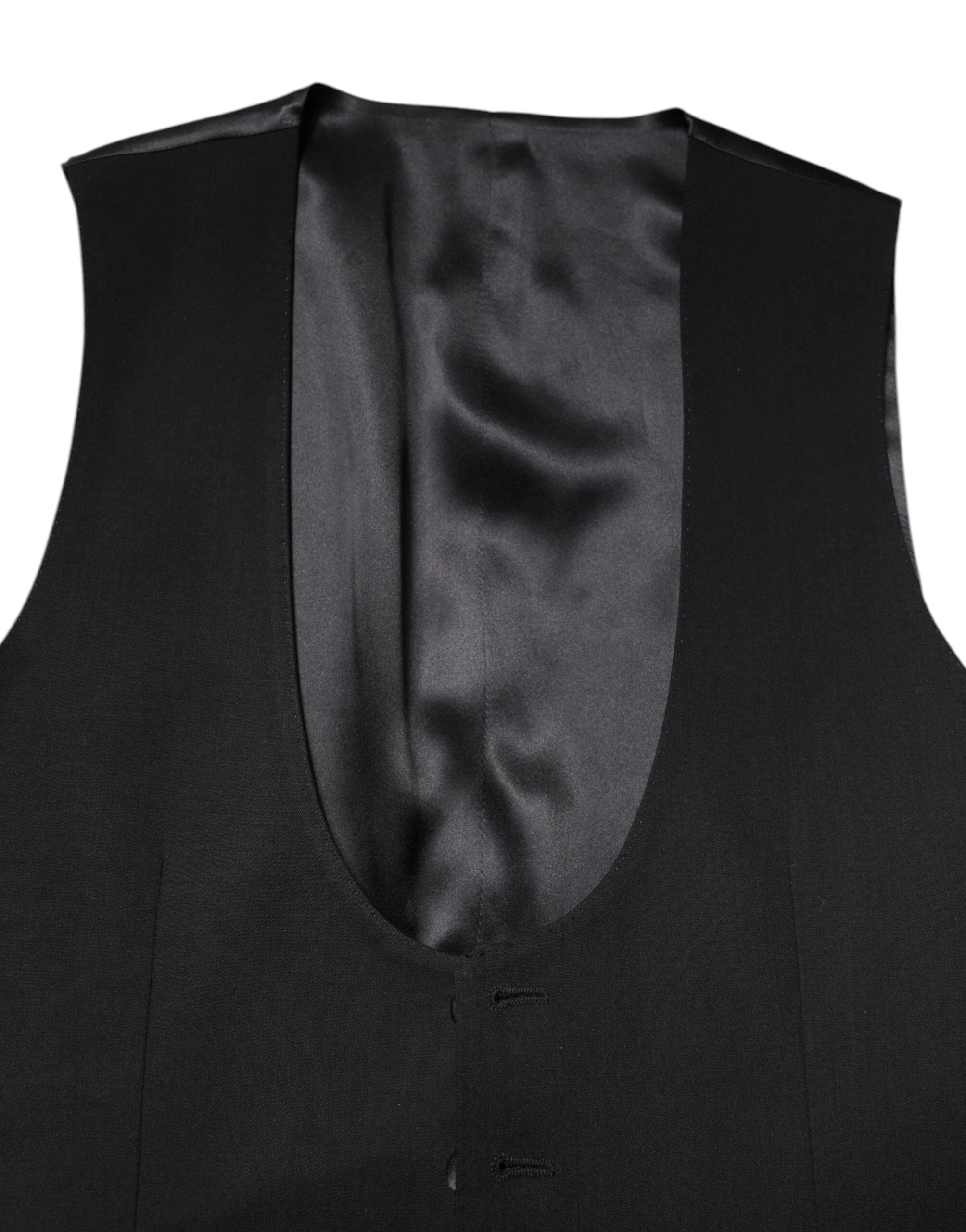Dolce & Gabbana Black Wool Waistcoat Dress Formal Vest by Dolce & Gabbana