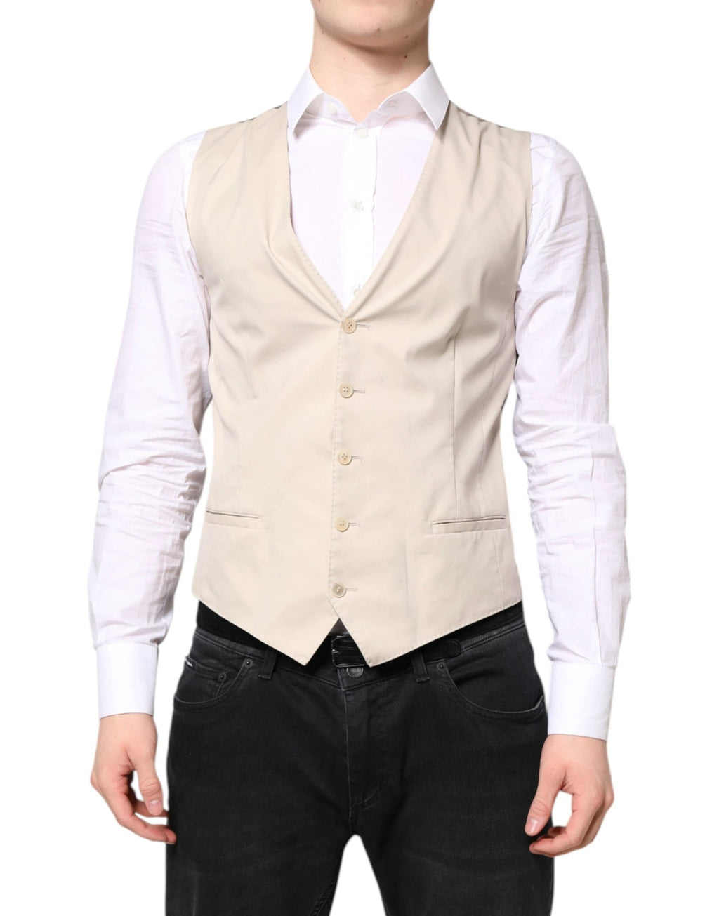 Dolce & Gabbana Beige Gray Dress Men Formal Waistcoat Vest by Dolce & Gabbana