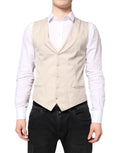 Dolce & Gabbana Beige Gray Dress Men Formal Waistcoat Vest by Dolce & Gabbana