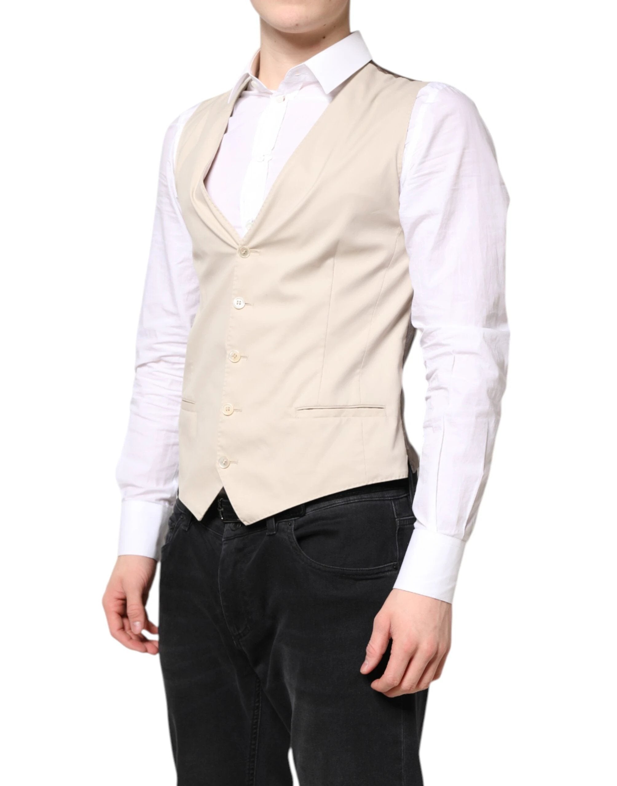 Dolce & Gabbana Beige Gray Dress Men Formal Waistcoat Vest by Dolce & Gabbana