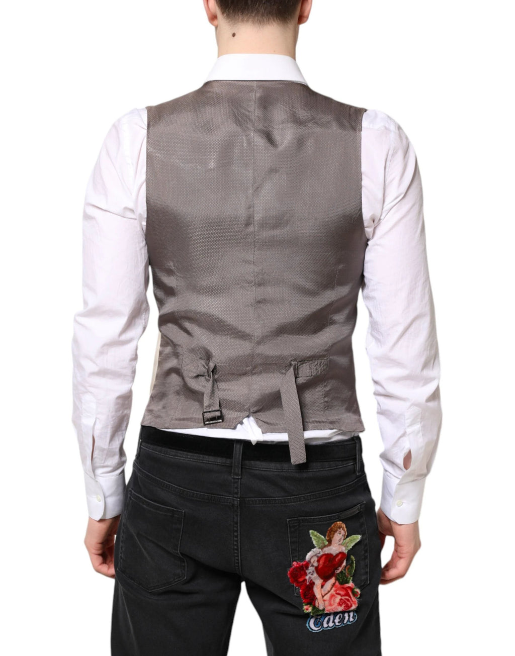 Dolce & Gabbana Beige Gray Dress Men Formal Waistcoat Vest by Dolce & Gabbana