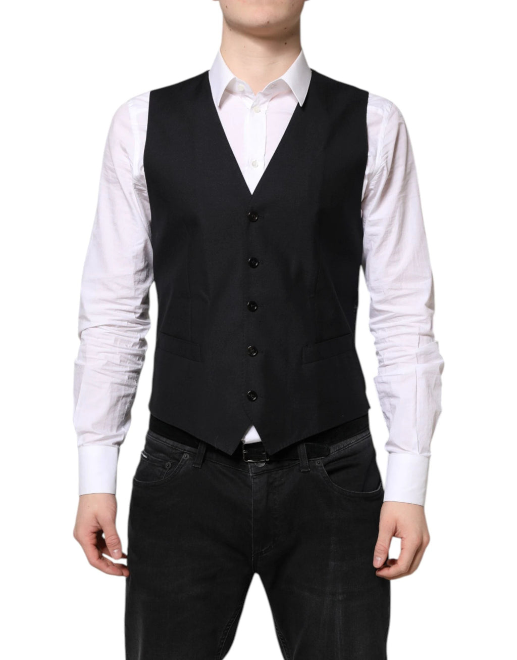 Dolce & Gabbana Black Wool Waistcoat Dress Formal Vest by Dolce & Gabbana