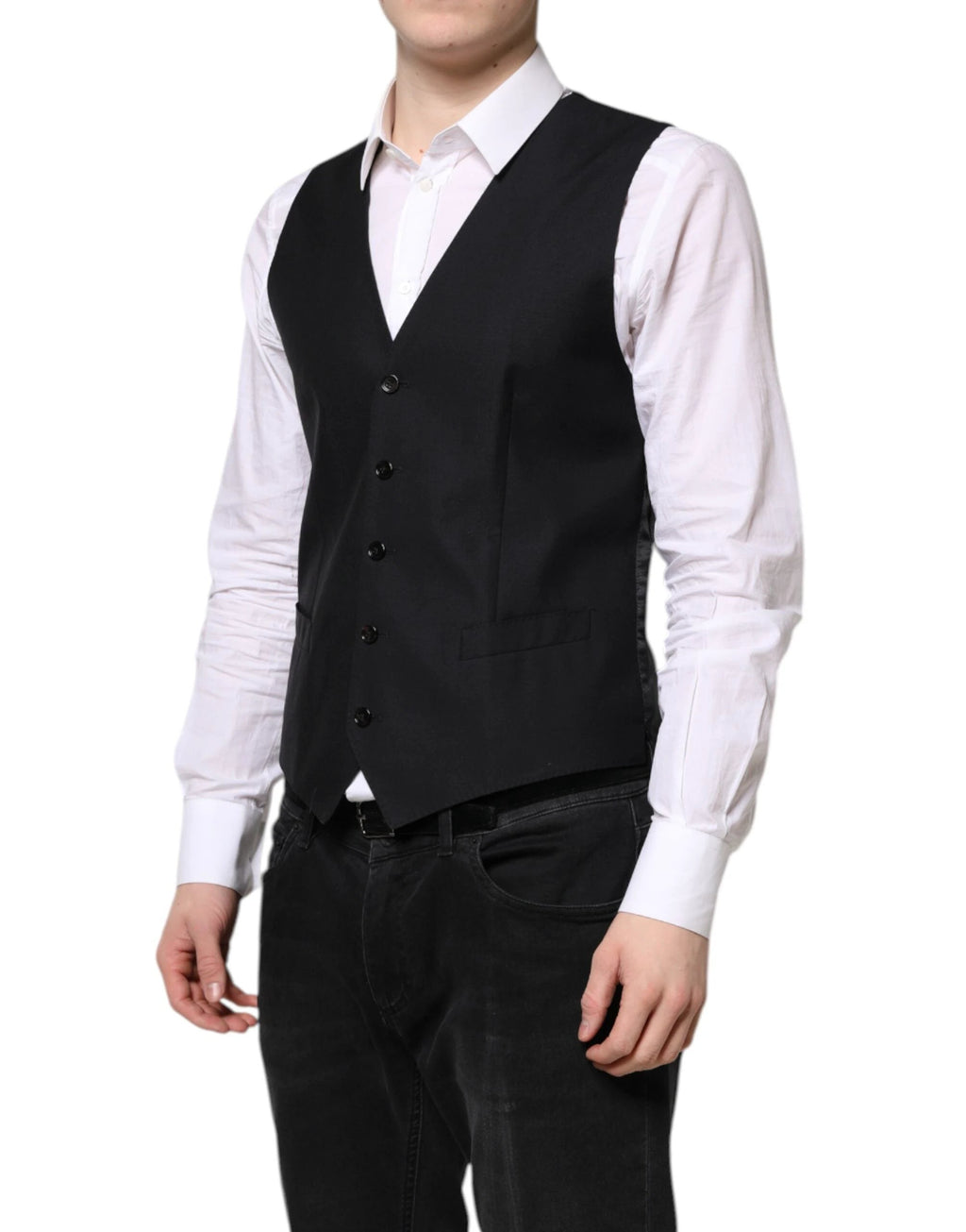 Dolce & Gabbana Black Wool Waistcoat Dress Formal Vest by Dolce & Gabbana