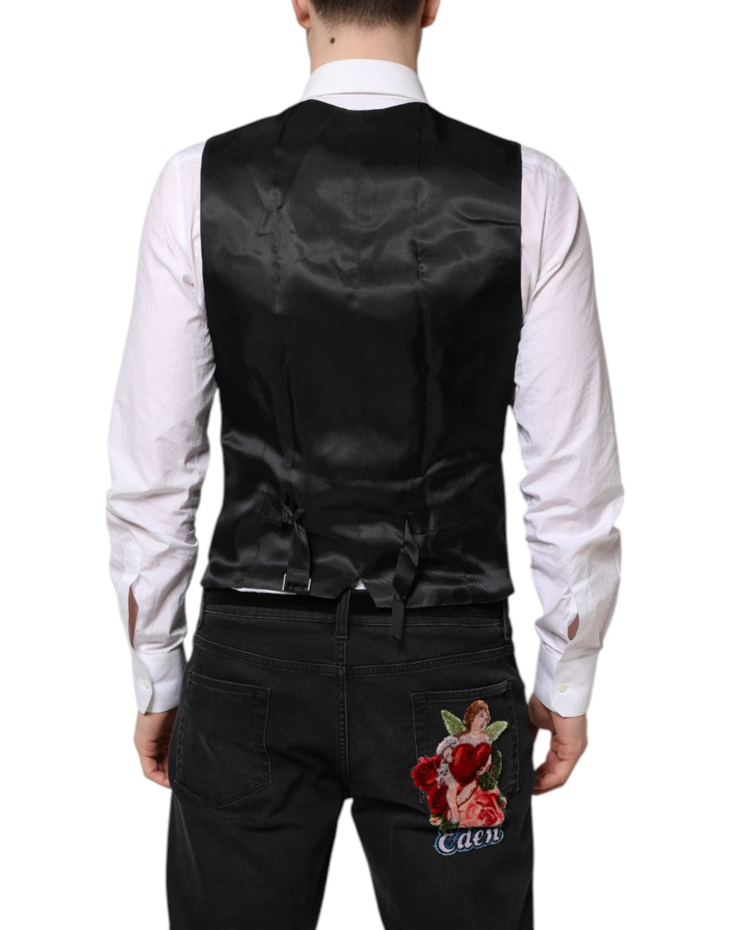 Dolce & Gabbana Black Wool Waistcoat Dress Formal Vest by Dolce & Gabbana