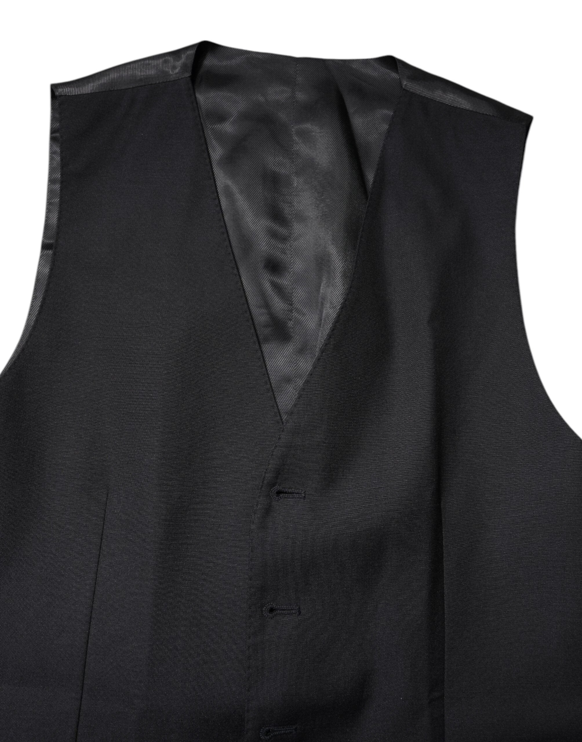 Dolce & Gabbana Black Wool Waistcoat Dress Formal Vest by Dolce & Gabbana