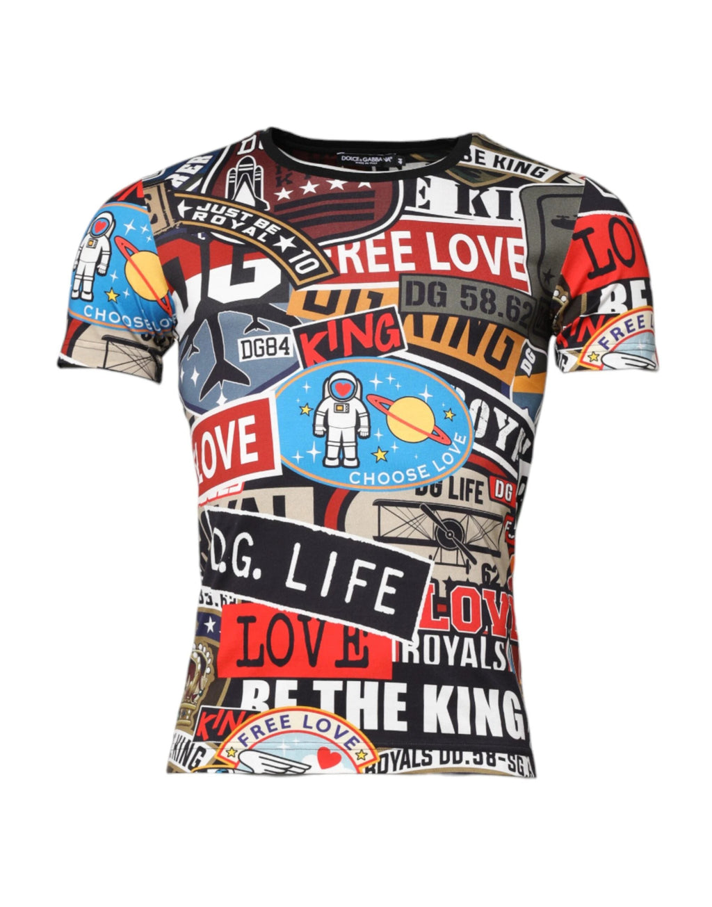 Dolce & Gabbana Multicolor Patchwork Cotton Crew Neck T-shirt by Dolce & Gabbana