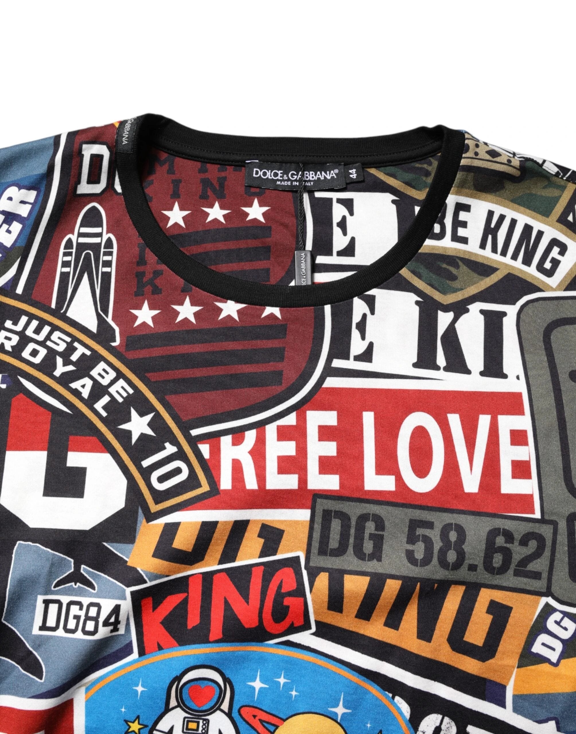 Dolce & Gabbana Multicolor Patchwork Cotton Crew Neck T-shirt by Dolce & Gabbana