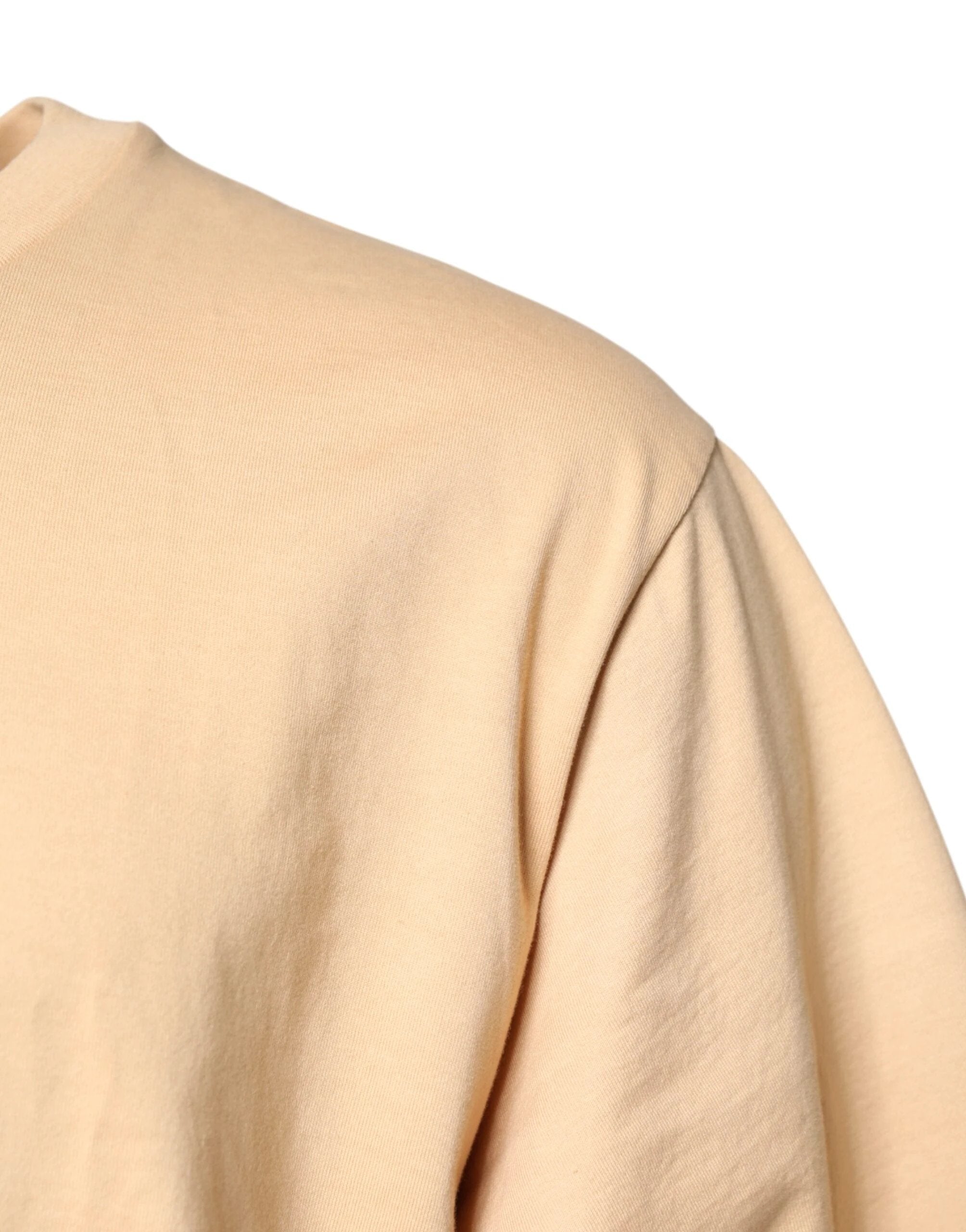Dolce & Gabbana Beige Cotton Logo Print Crew Neck T-shirt by Dolce & Gabbana