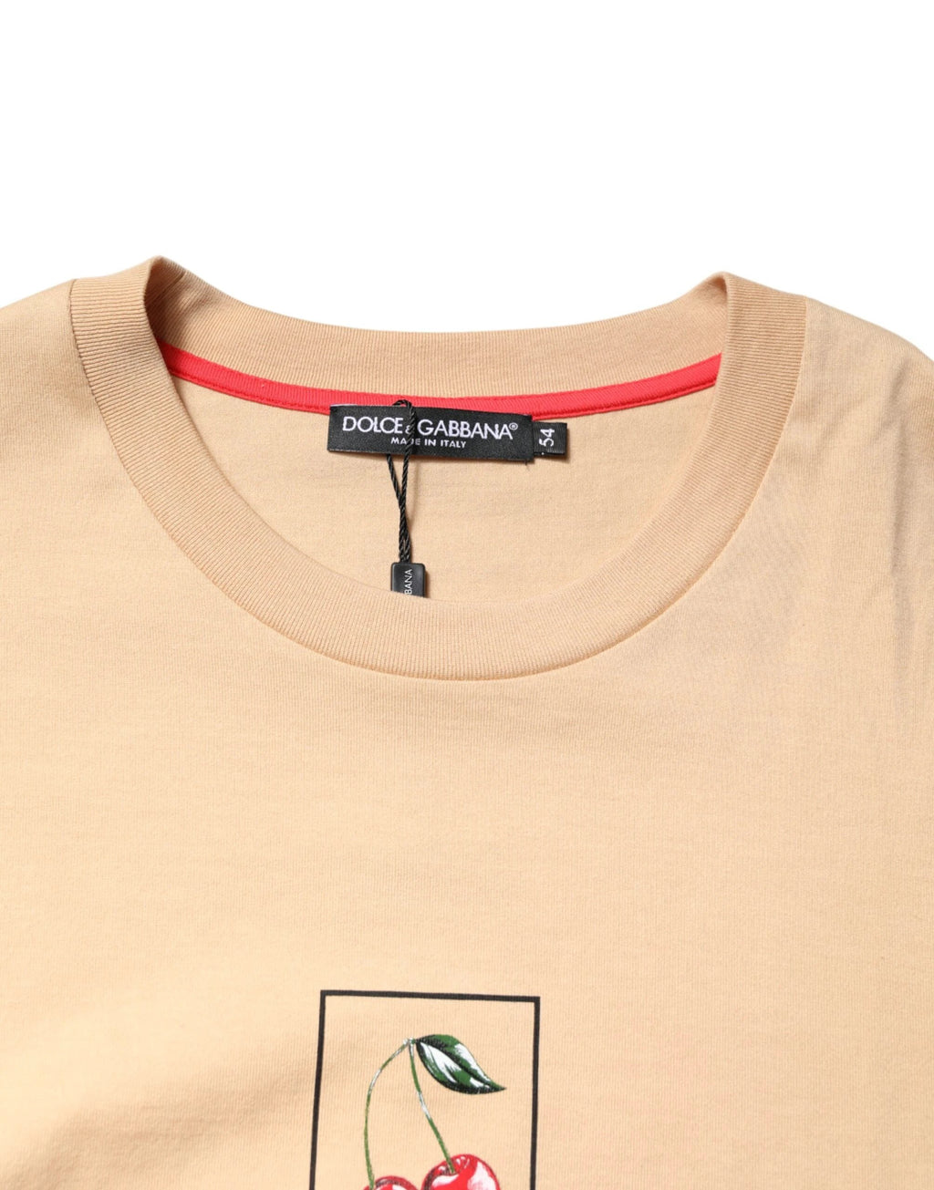 Dolce & Gabbana Beige Cotton Logo Print Crew Neck T-shirt by Dolce & Gabbana