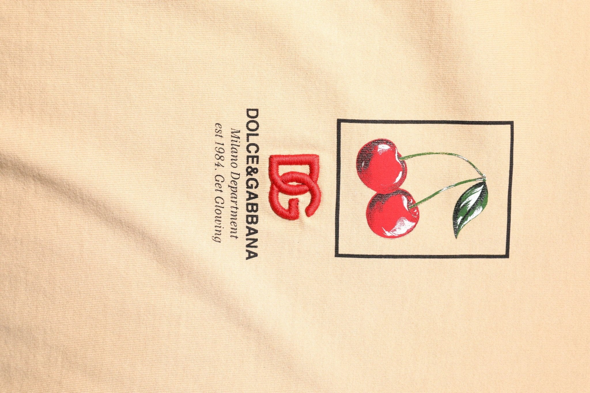 Dolce & Gabbana Beige Cotton Logo Print Crew Neck T-shirt by Dolce & Gabbana