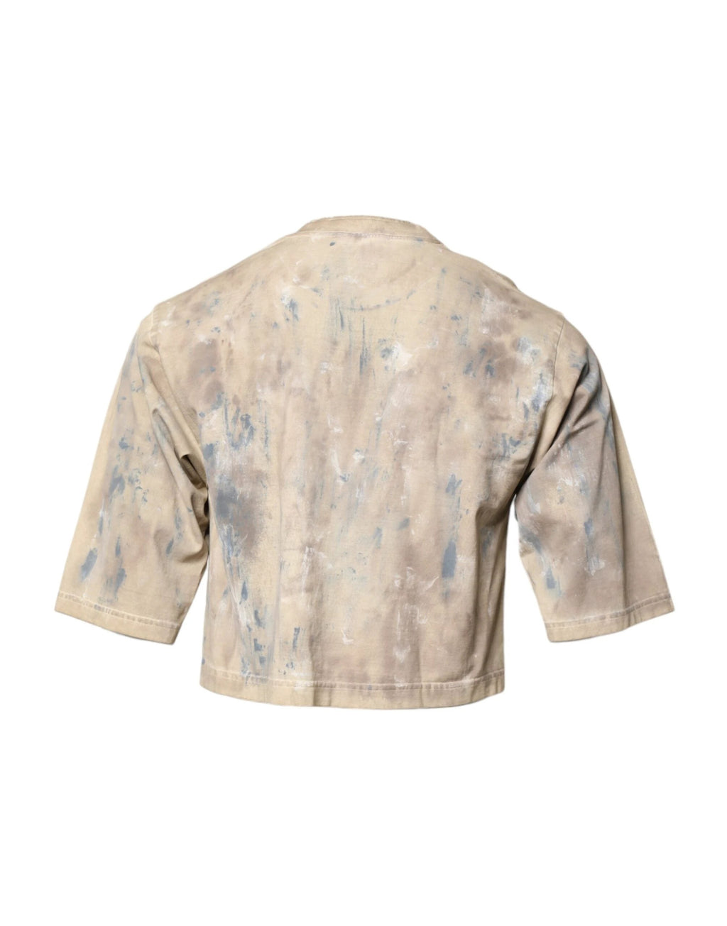 Dolce & Gabbana Beige Tie Dye DG Embroidery Cropped T-shirt by Dolce & Gabbana