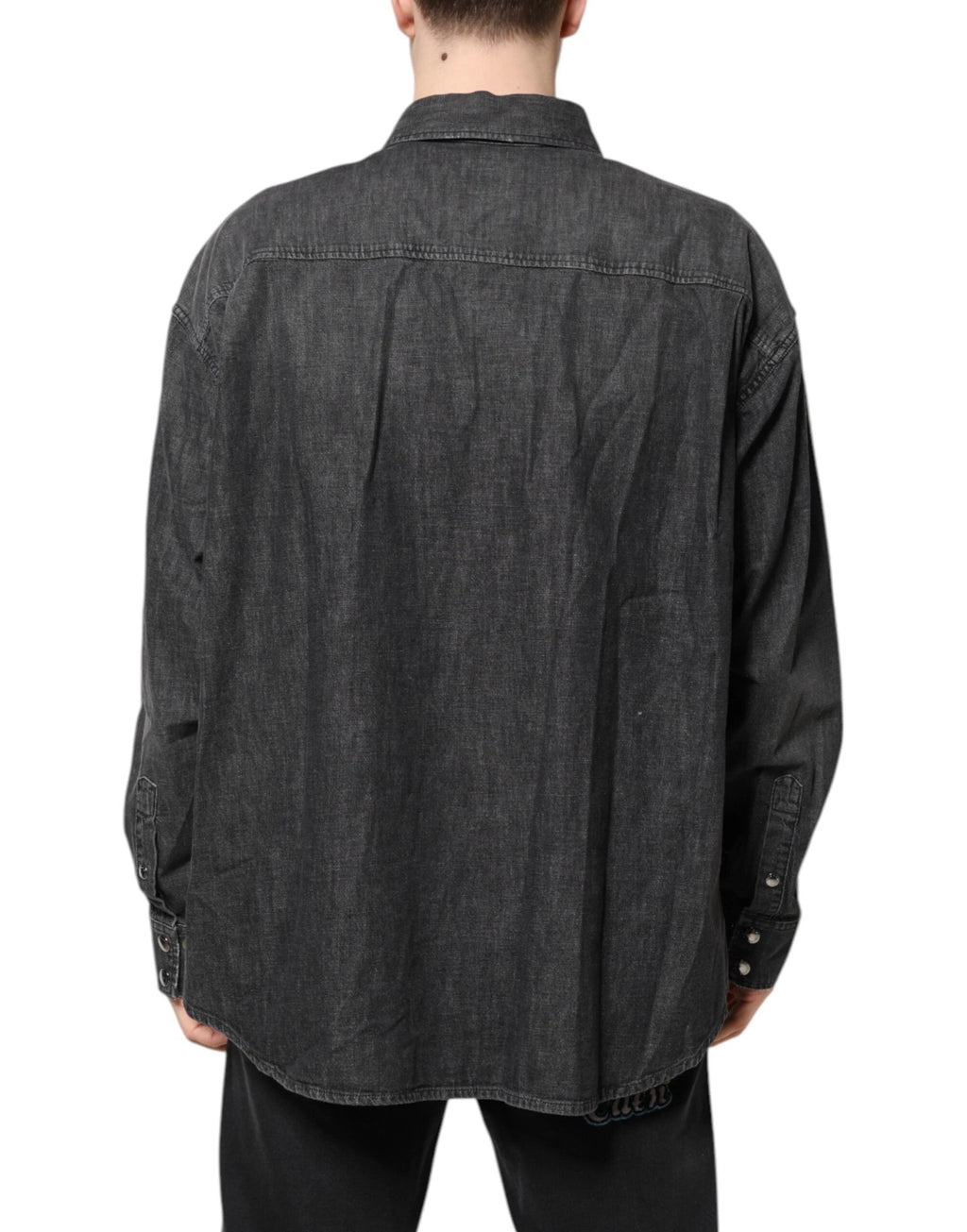 Dolce & Gabbana Gray Long Sleeves Button Down Denim Shirt by Dolce & Gabbana