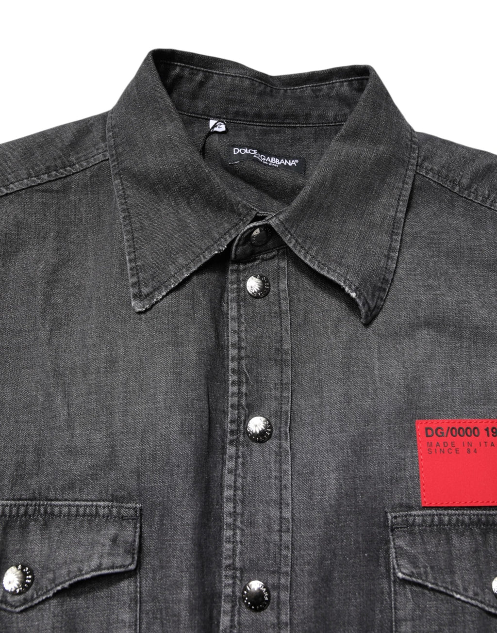 Dolce & Gabbana Gray Long Sleeves Button Down Denim Shirt by Dolce & Gabbana