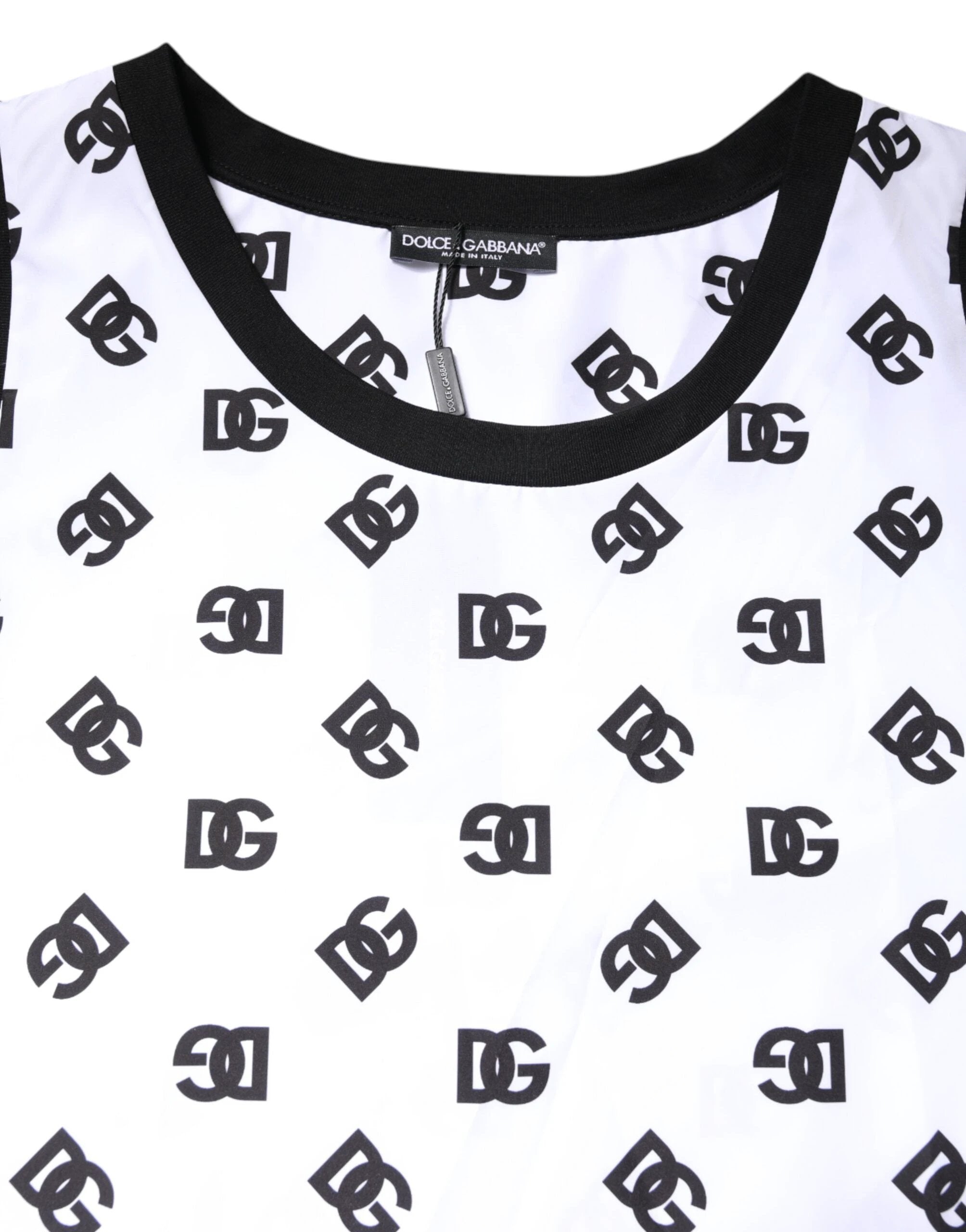 Dolce & Gabbana White Polyester Sleeveless DG Logo T-shirt by Dolce & Gabbana
