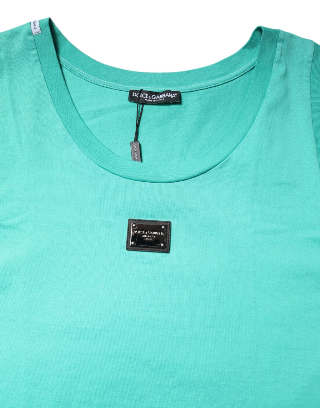 Dolce & Gabbana Green Sleeveless Logo Round Neck T-shirt by Dolce & Gabbana