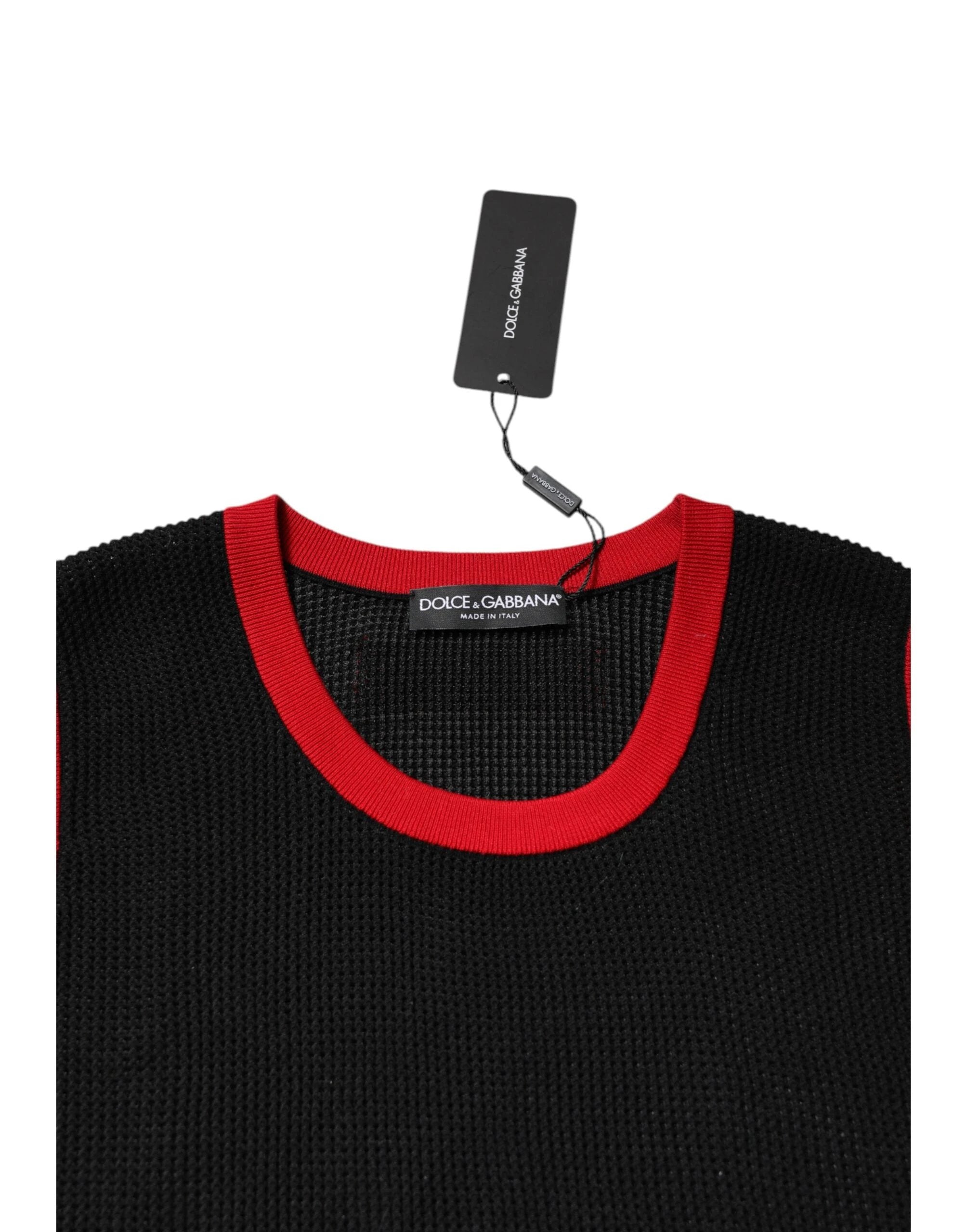 Dolce & Gabbana Black Cotton Slim Fit Round Neck T-shirt by Dolce & Gabbana