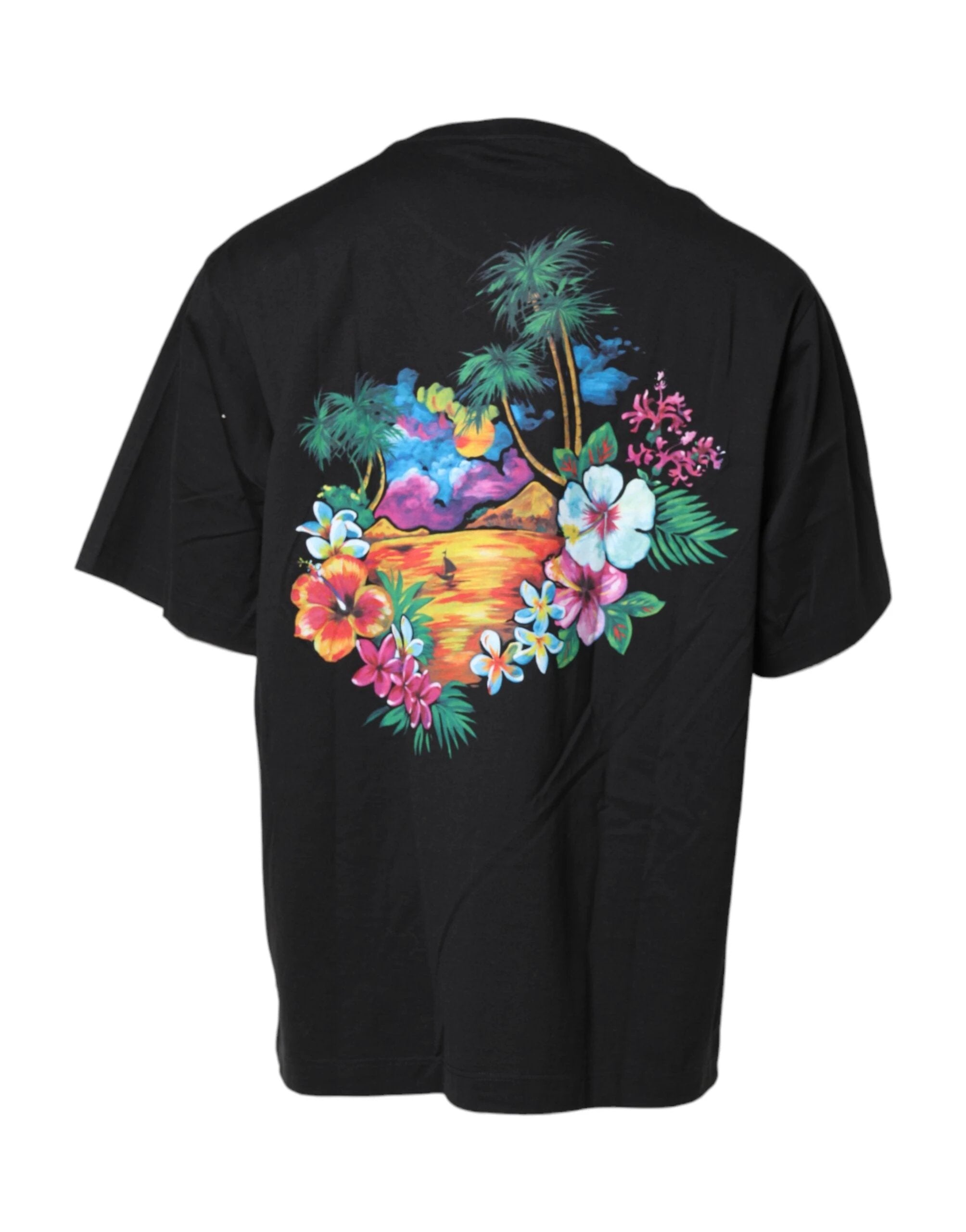 Dolce & Gabbana Black DG Floral Print Crew Neck T-shirt by Dolce & Gabbana