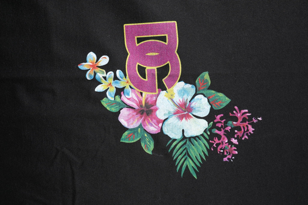 Dolce & Gabbana Black DG Floral Print Crew Neck T-shirt by Dolce & Gabbana