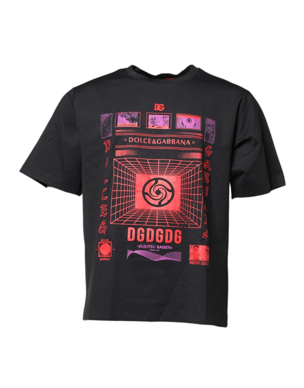 Dolce & Gabbana Black Cotton Graphic Print Crew Neck T-shirt by Dolce & Gabbana