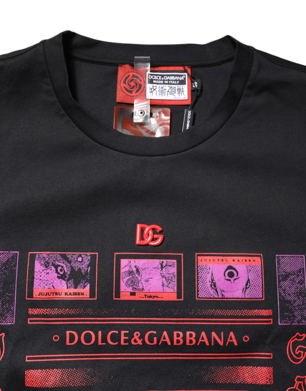 Dolce & Gabbana Black Cotton Graphic Print Crew Neck T-shirt by Dolce & Gabbana
