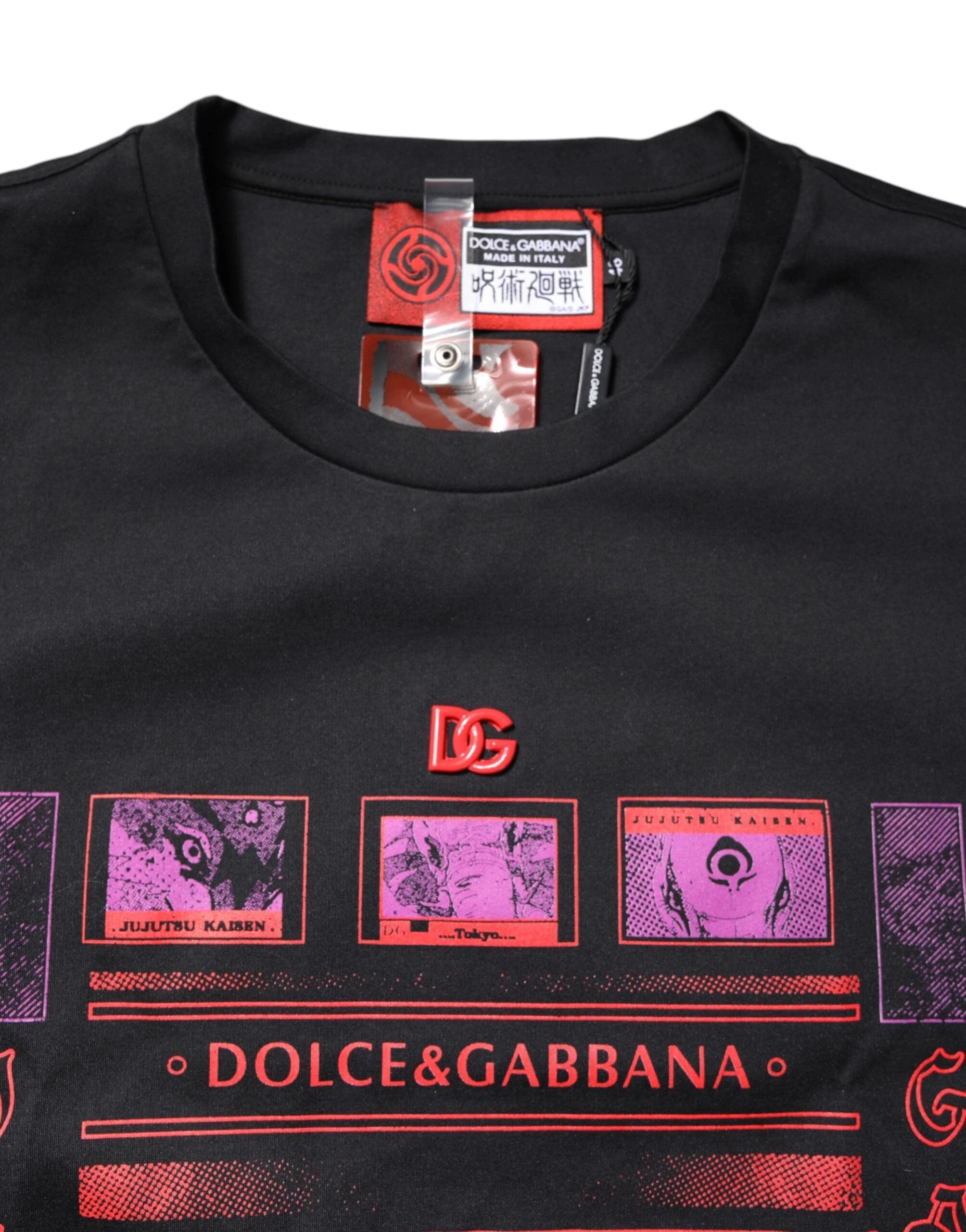 Dolce & Gabbana Black Cotton Graphic Print Crew Neck T-shirt by Dolce & Gabbana