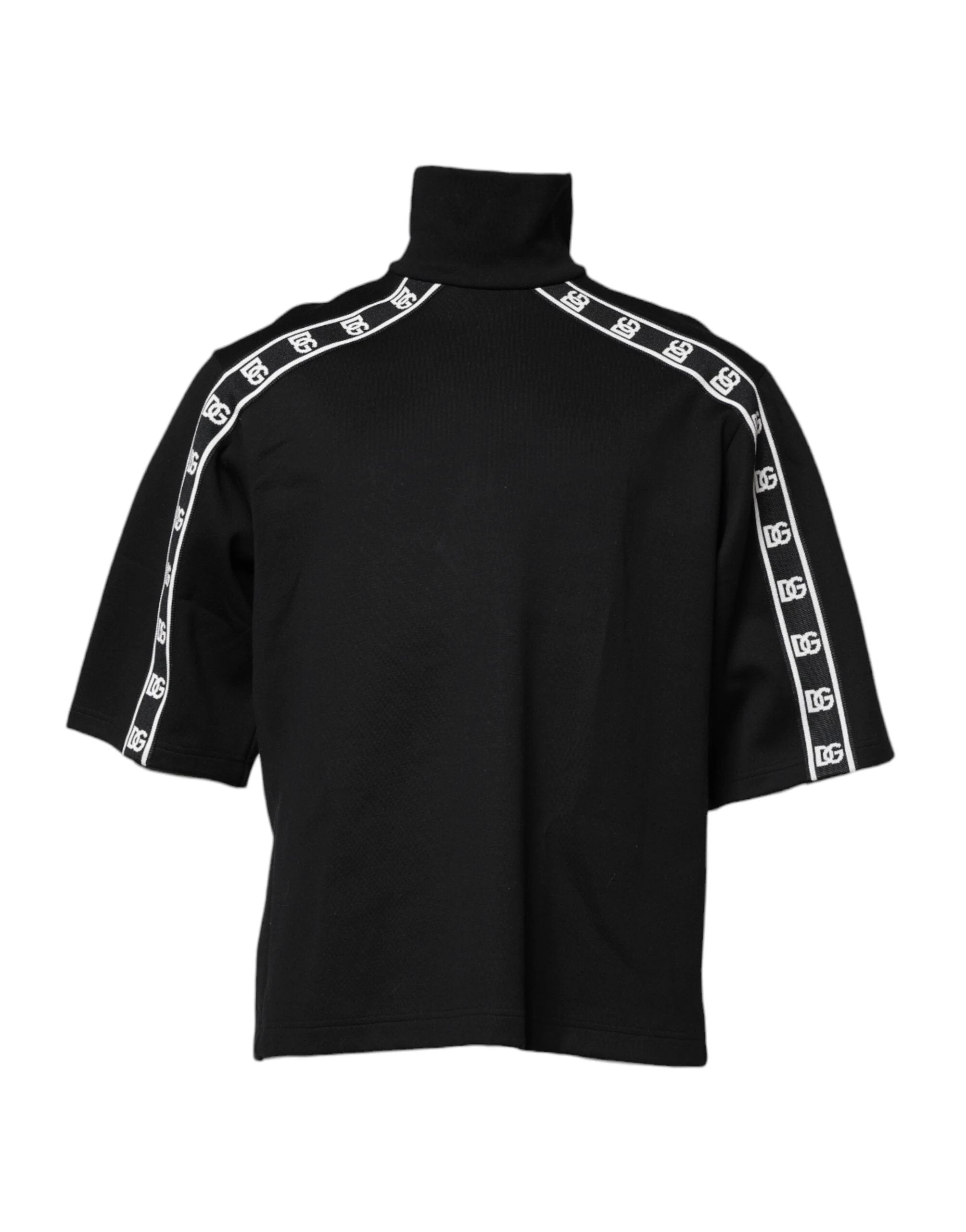 Dolce & Gabbana Black Cotton DG Print Turtleneck T-shirt by Dolce & Gabbana
