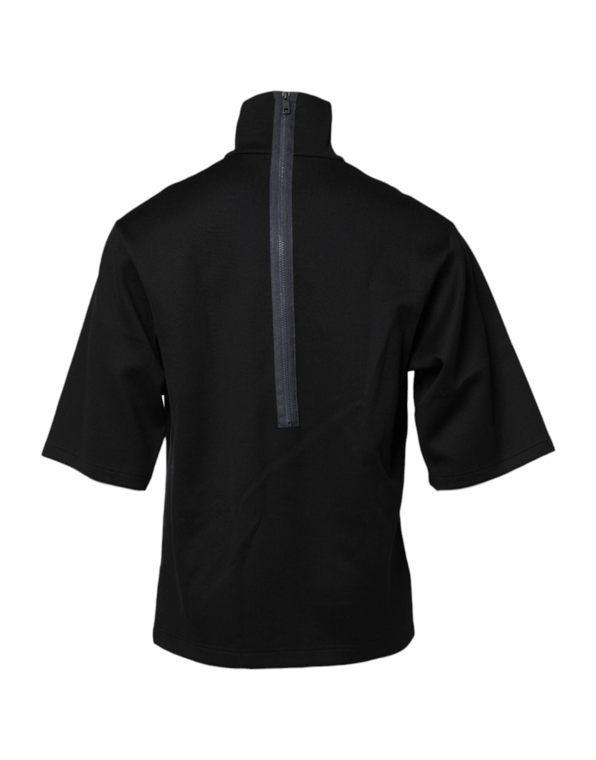 Dolce & Gabbana Black Cotton DG Print Turtleneck T-shirt by Dolce & Gabbana