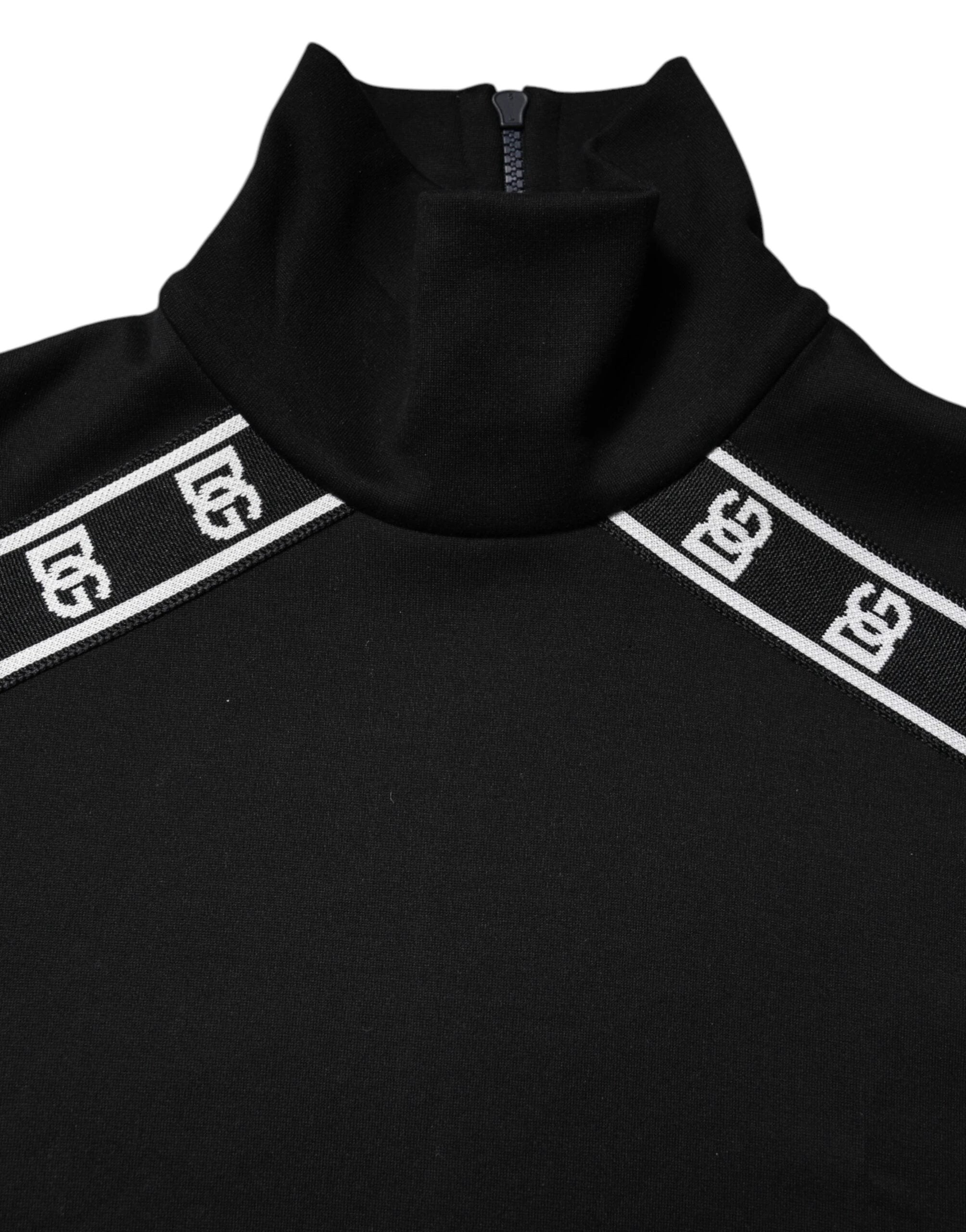 Dolce & Gabbana Black Cotton DG Print Turtleneck T-shirt by Dolce & Gabbana
