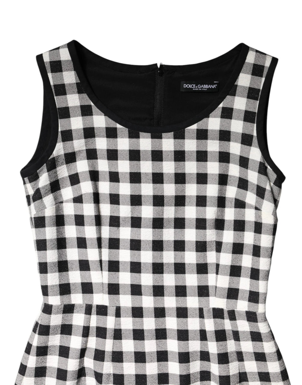 Dolce & Gabbana White Black Checkered Sleeveless Sheath Dress by Dolce & Gabbana
