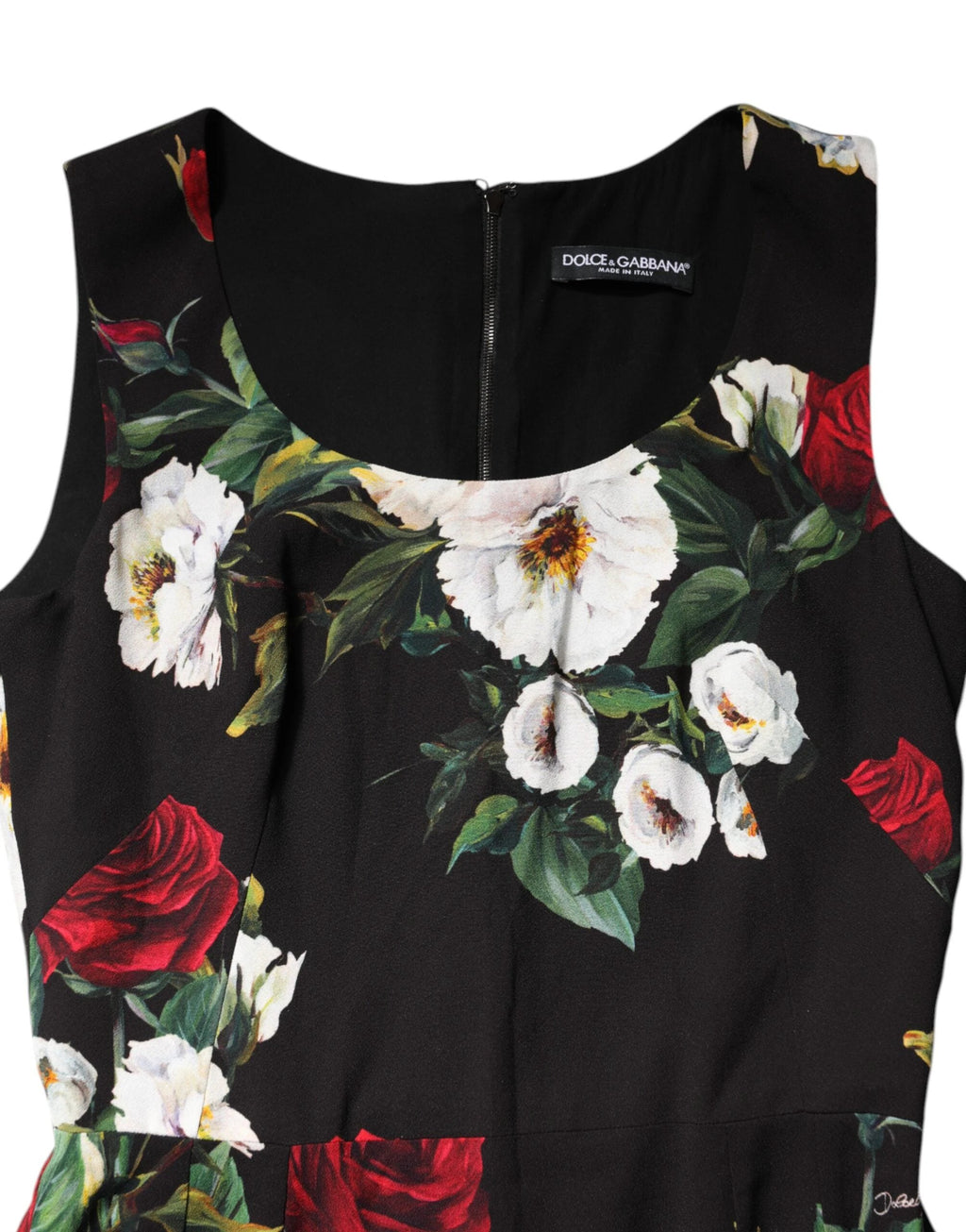 Dolce & Gabbana Black Floral Print Sleeveless Sheath Dress by Dolce & Gabbana