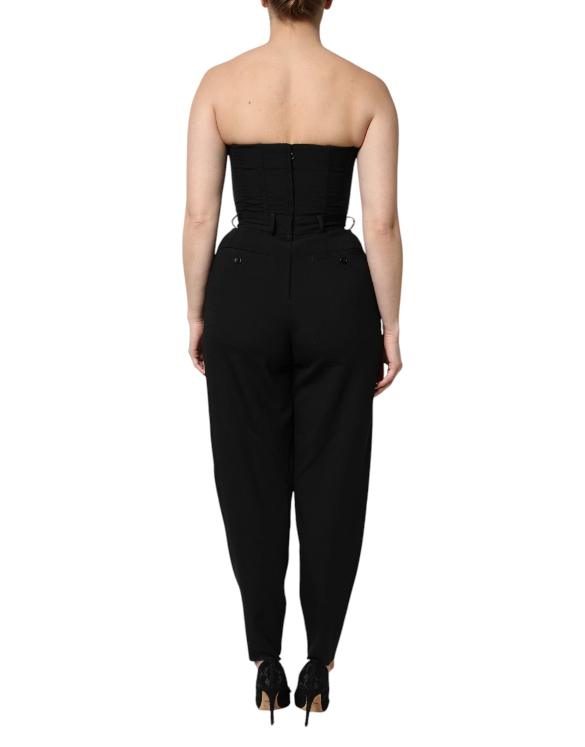 Dolce & Gabbana Black Wool Strapless Romper Jumpsuit Dress by Dolce & Gabbana