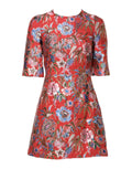 Dolce & Gabbana Red Floral Jacquard A-line Mini Dress by Dolce & Gabbana