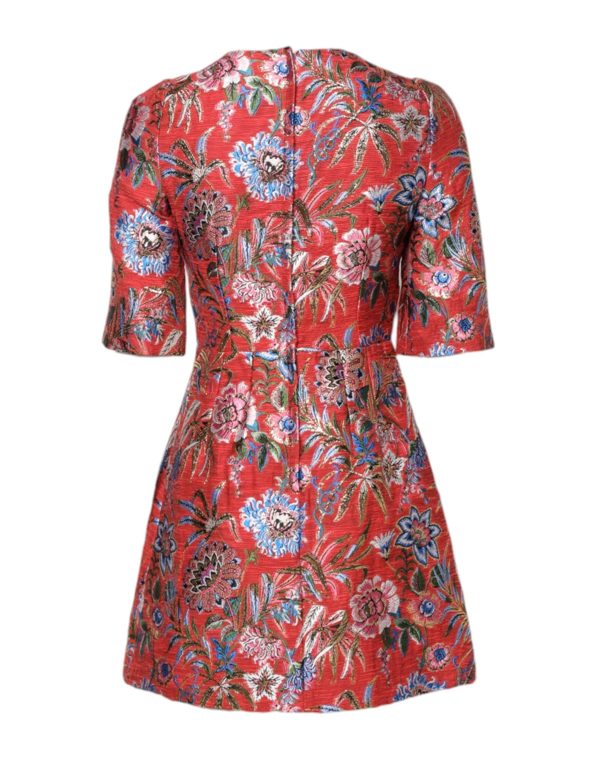Dolce & Gabbana Red Floral Jacquard A-line Mini Dress by Dolce & Gabbana