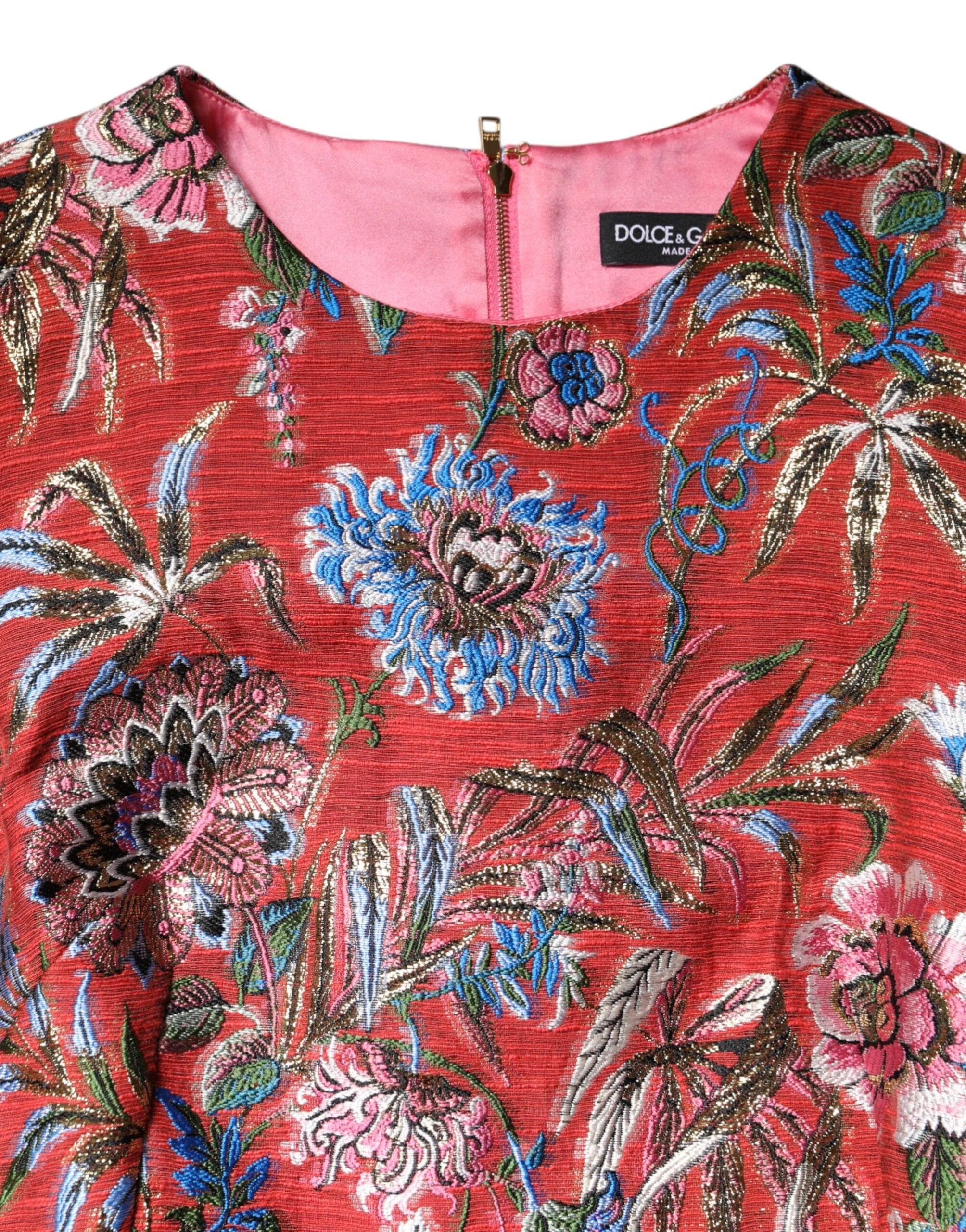 Dolce & Gabbana Red Floral Jacquard A-line Mini Dress by Dolce & Gabbana